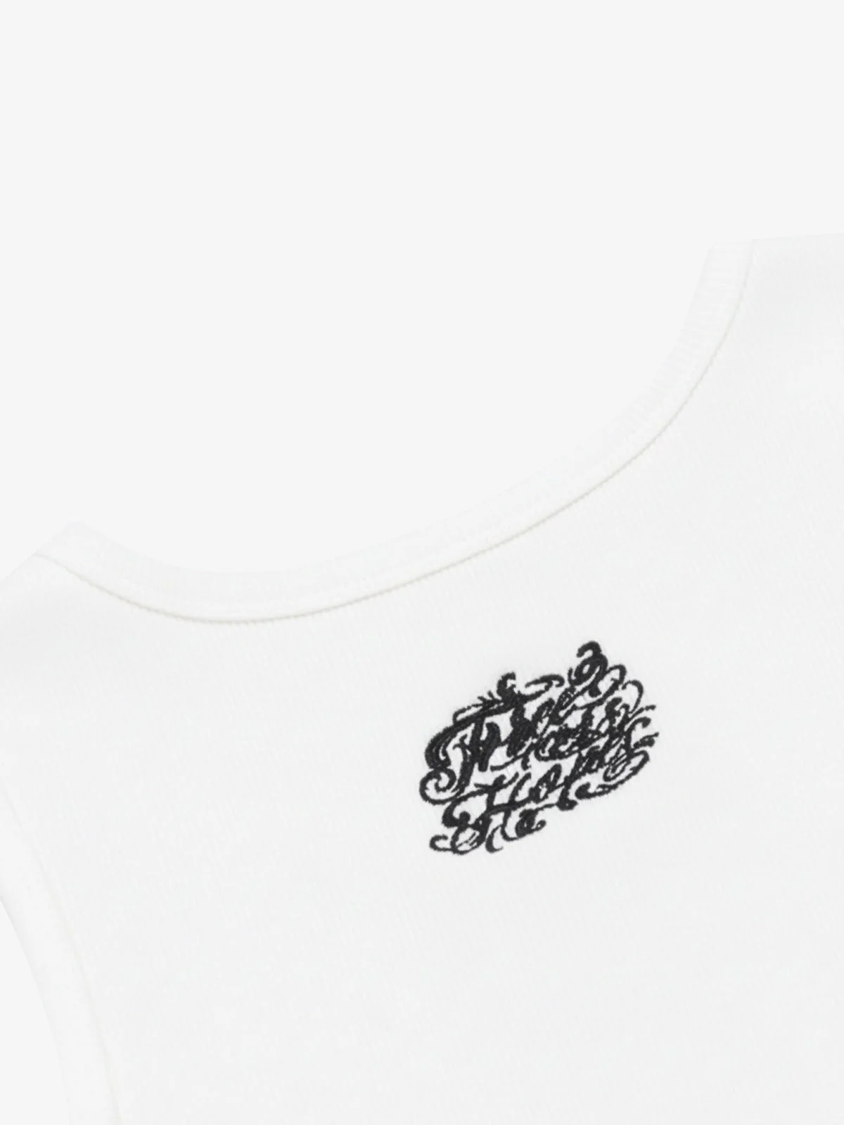 Gothic Lettering Embroidered Ribbed Vest - Image 13