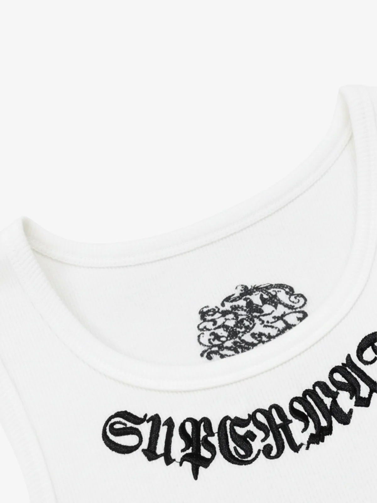 Gothic Lettering Embroidered Ribbed Vest - Image 9
