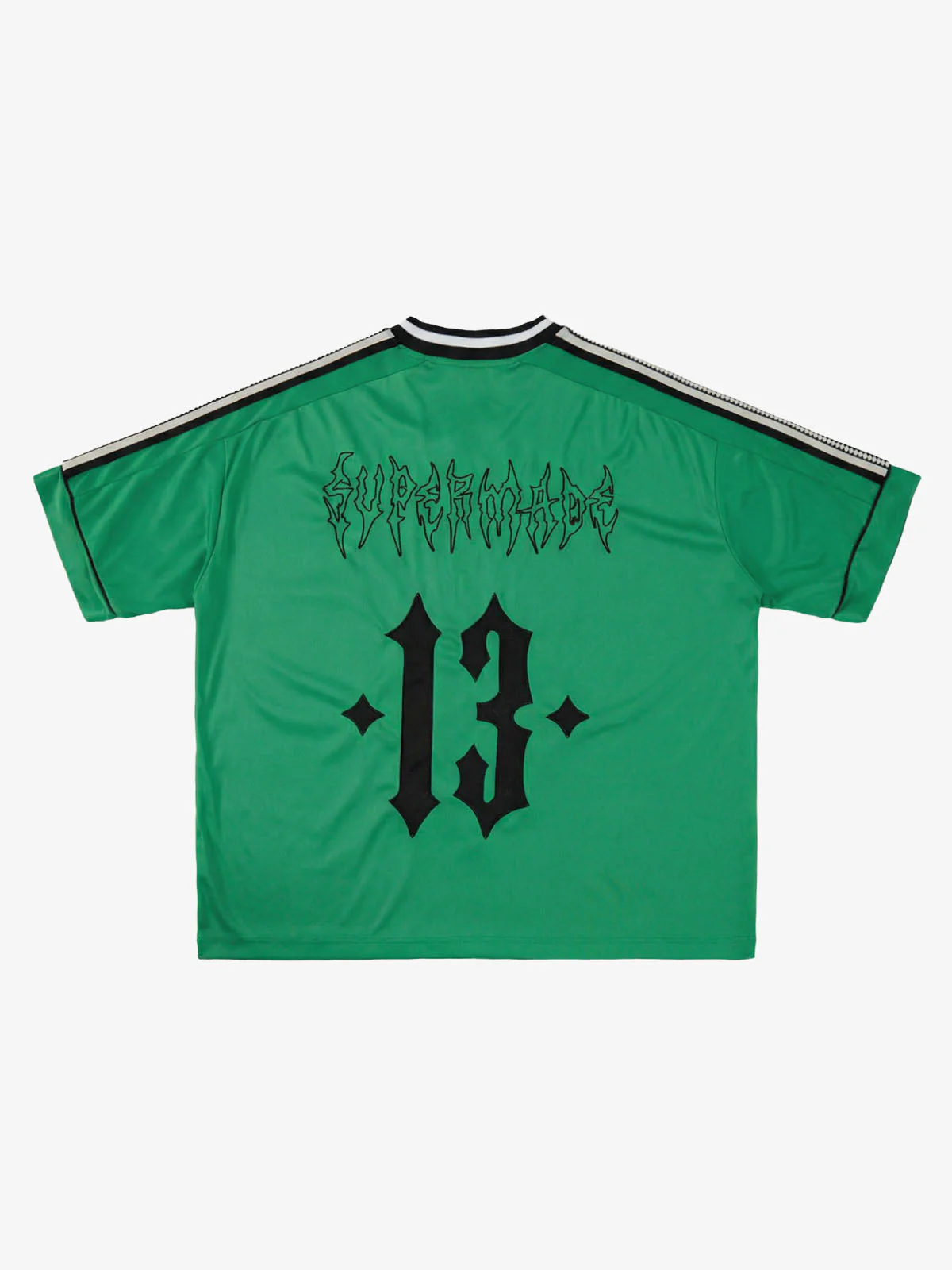 Gothic Number Embroidered Mesh Panel V-Neck Jersey T-Shirt - Image 23