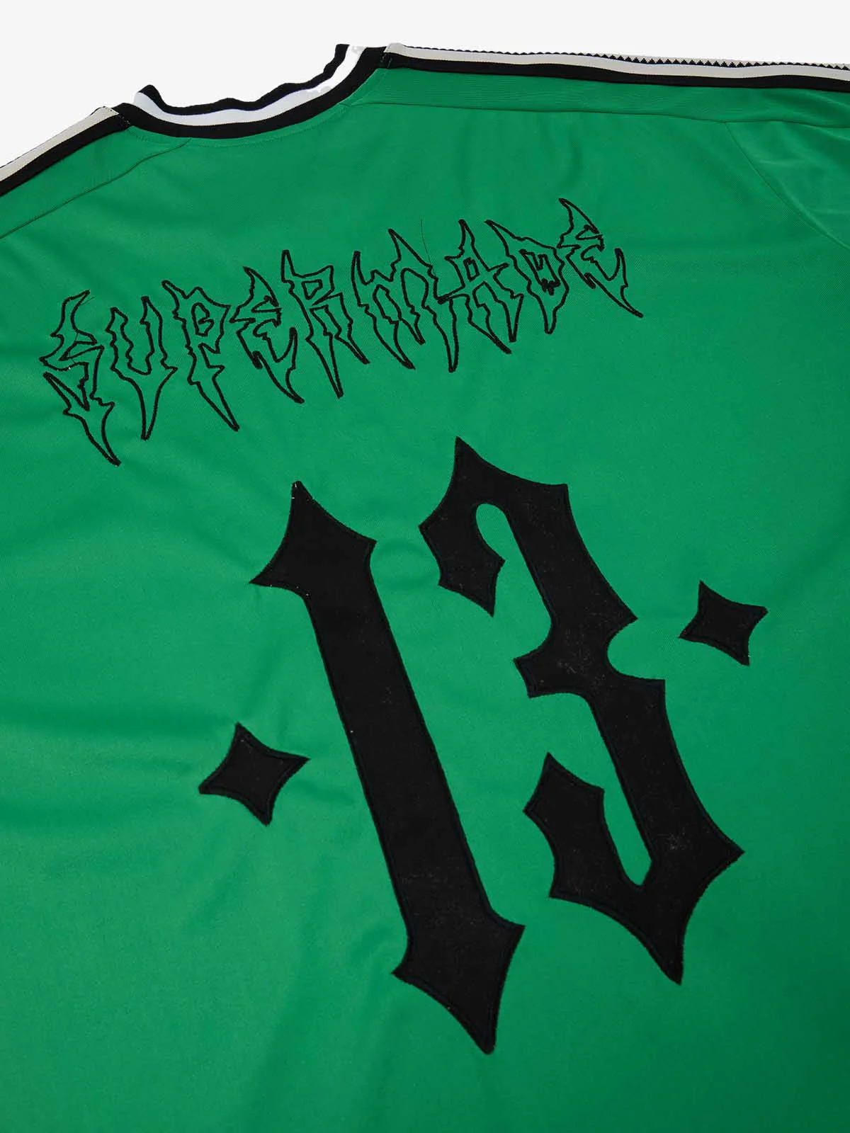 Gothic Number Embroidered Mesh Panel V-Neck Jersey T-Shirt - Image 33