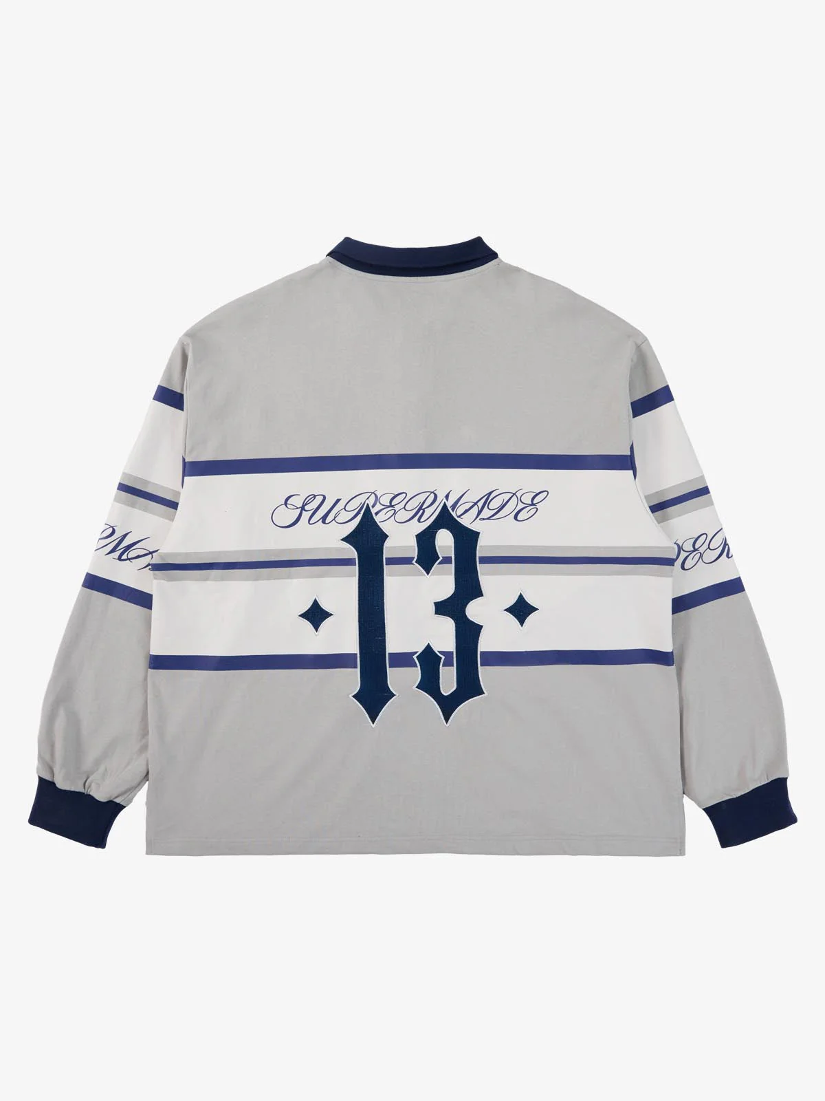 Gothic Number Stripe Rugby Collar Sweatshirt - Image 14