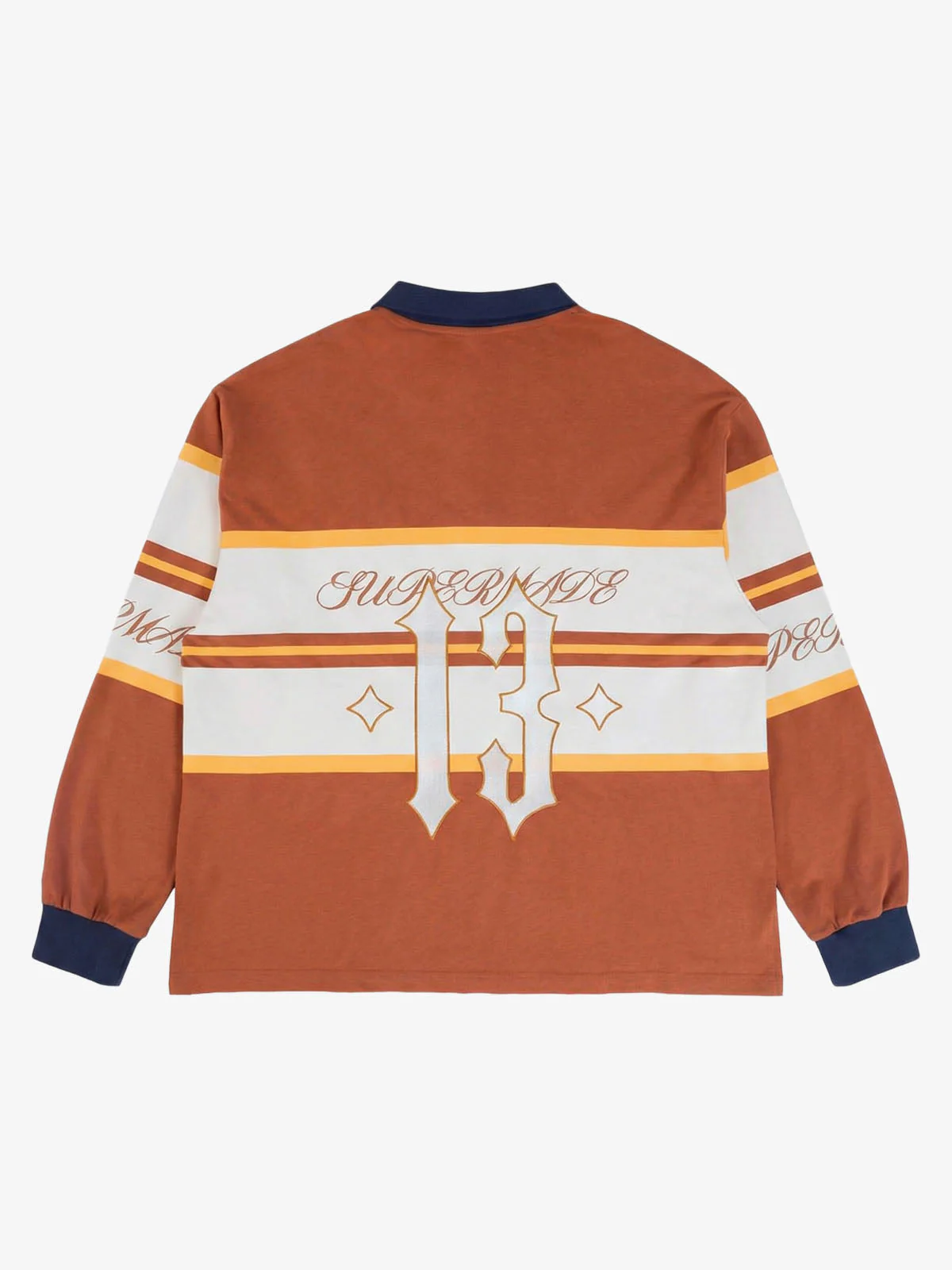 Gothic Number Stripe Rugby Collar Sweatshirt - Image 15
