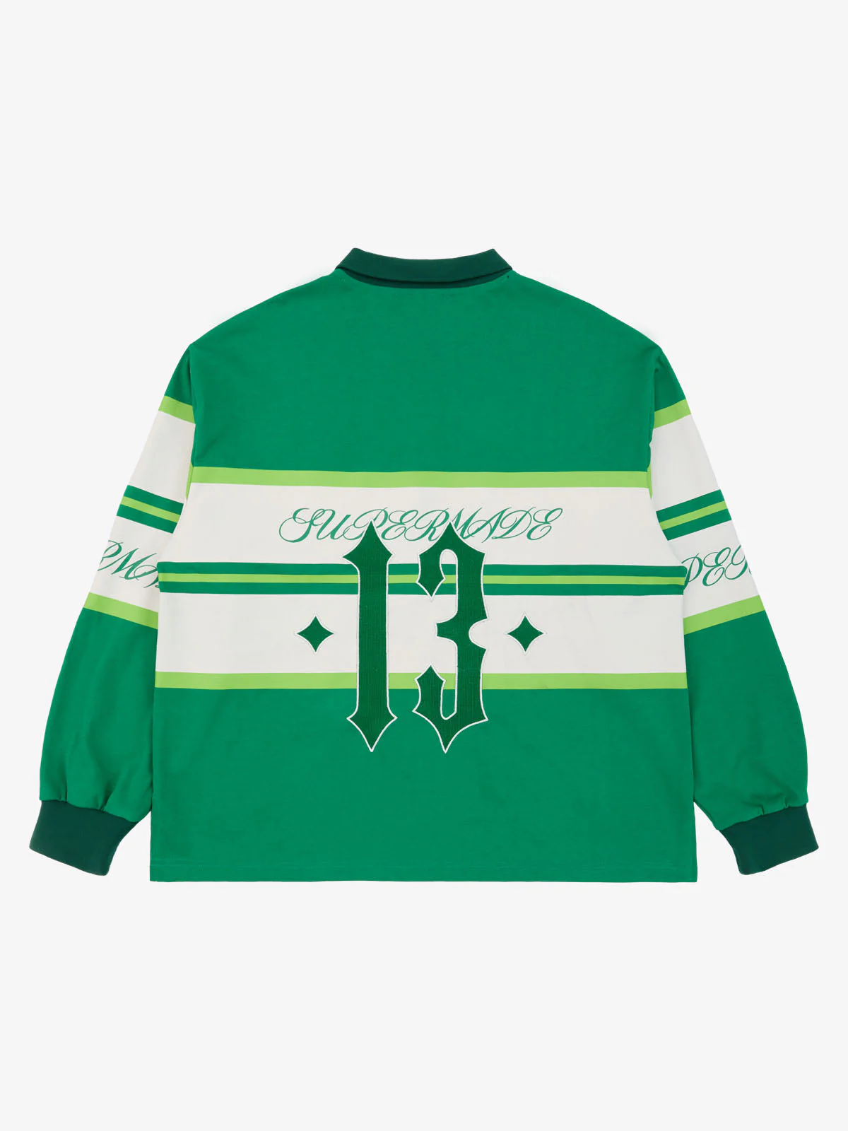 Gothic Number Stripe Rugby Collar Sweatshirt - Image 16