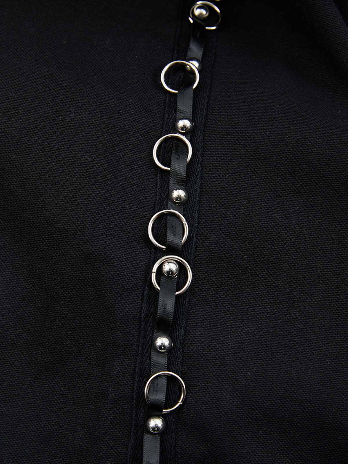 Gothic Ring Strap Multi-Pocket Wide Leg Cargo Jeans - Image 4