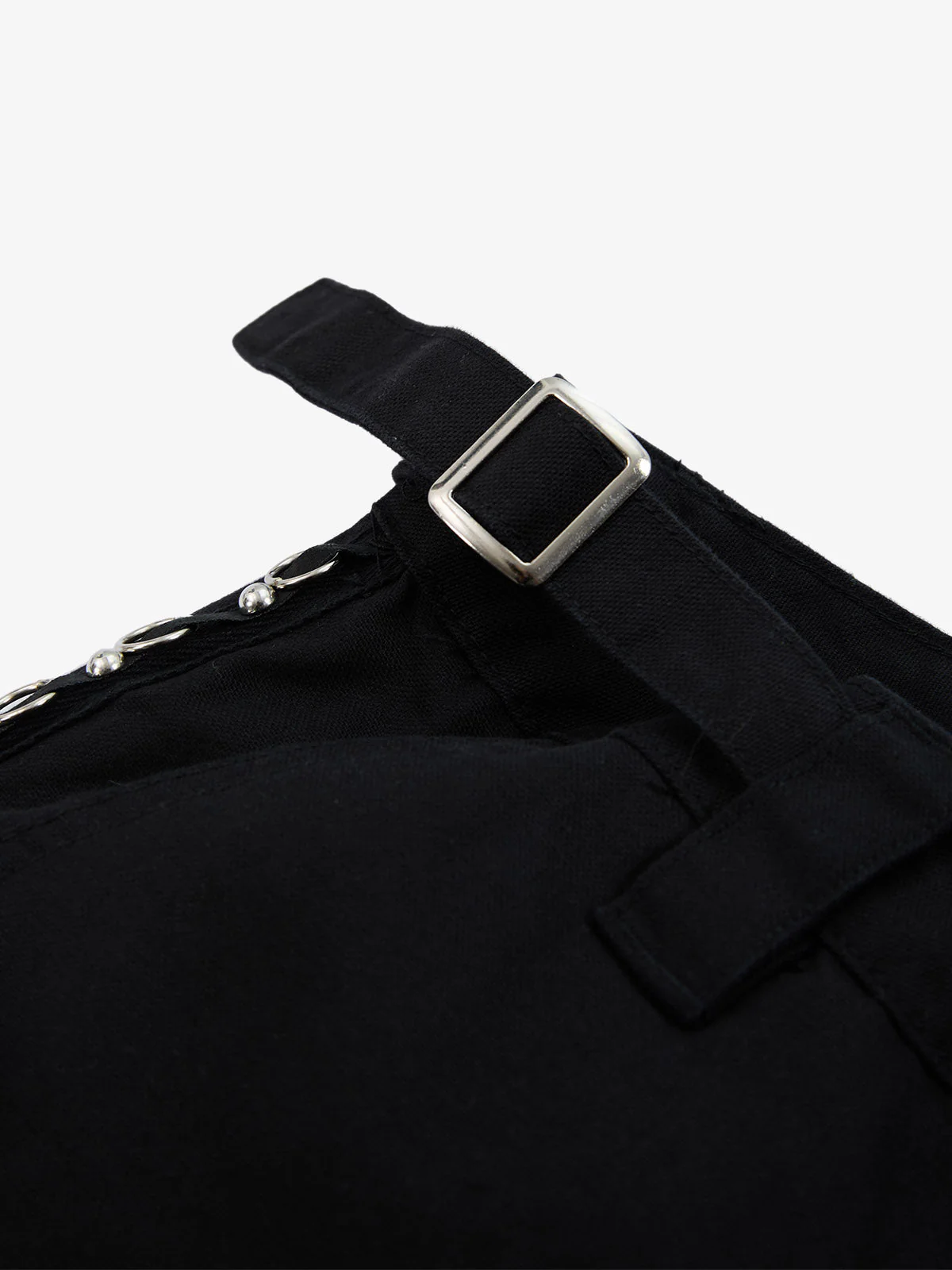 Gothic Ring Strap Multi-Pocket Wide Leg Cargo Jeans - Image 6