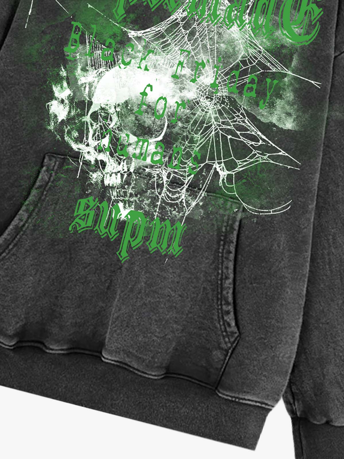Gothic Skull Spider Web Graphic Hoodie - Image 11