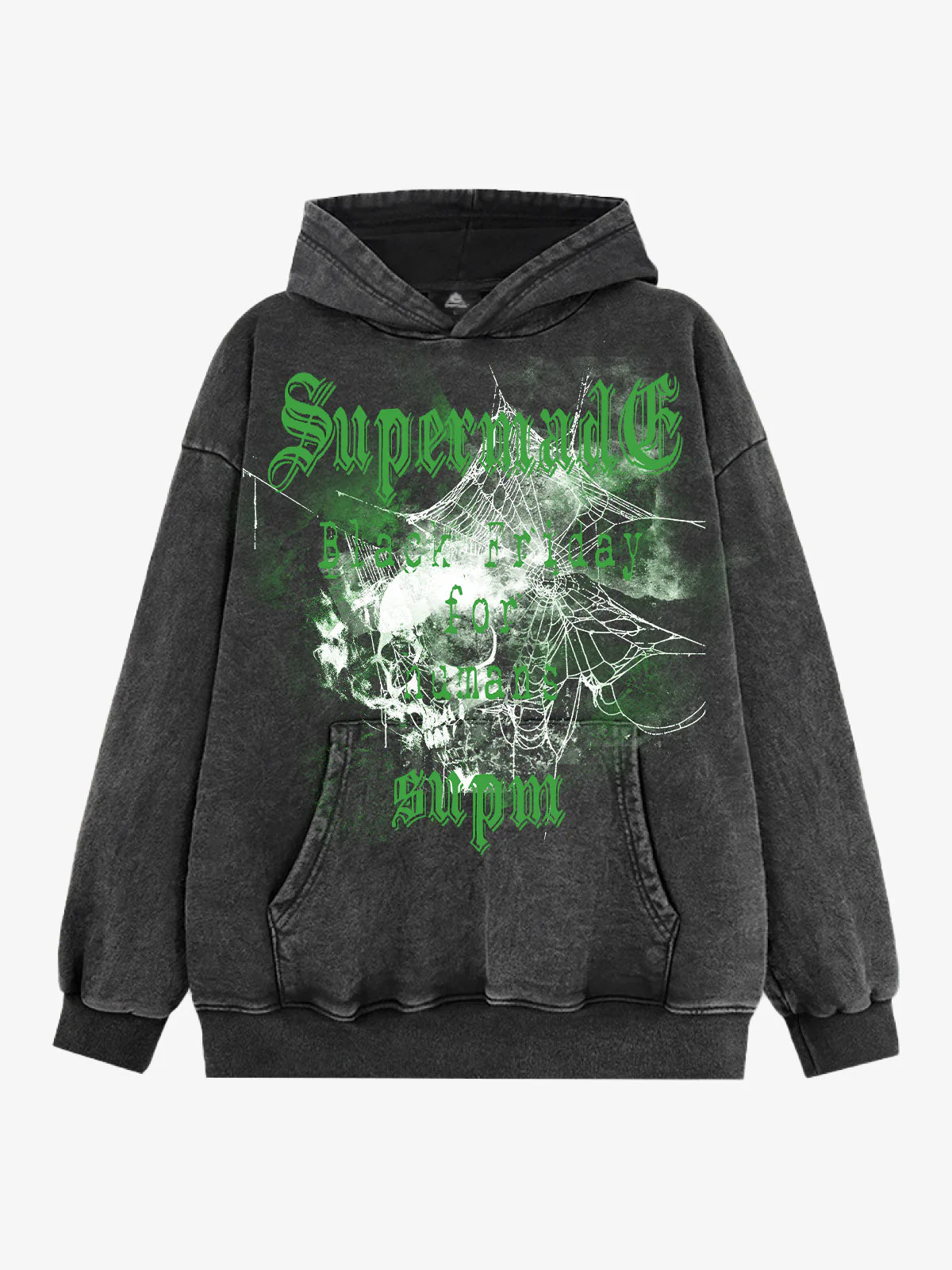 Gothic Skull Spider Web Graphic Hoodie - Image 2