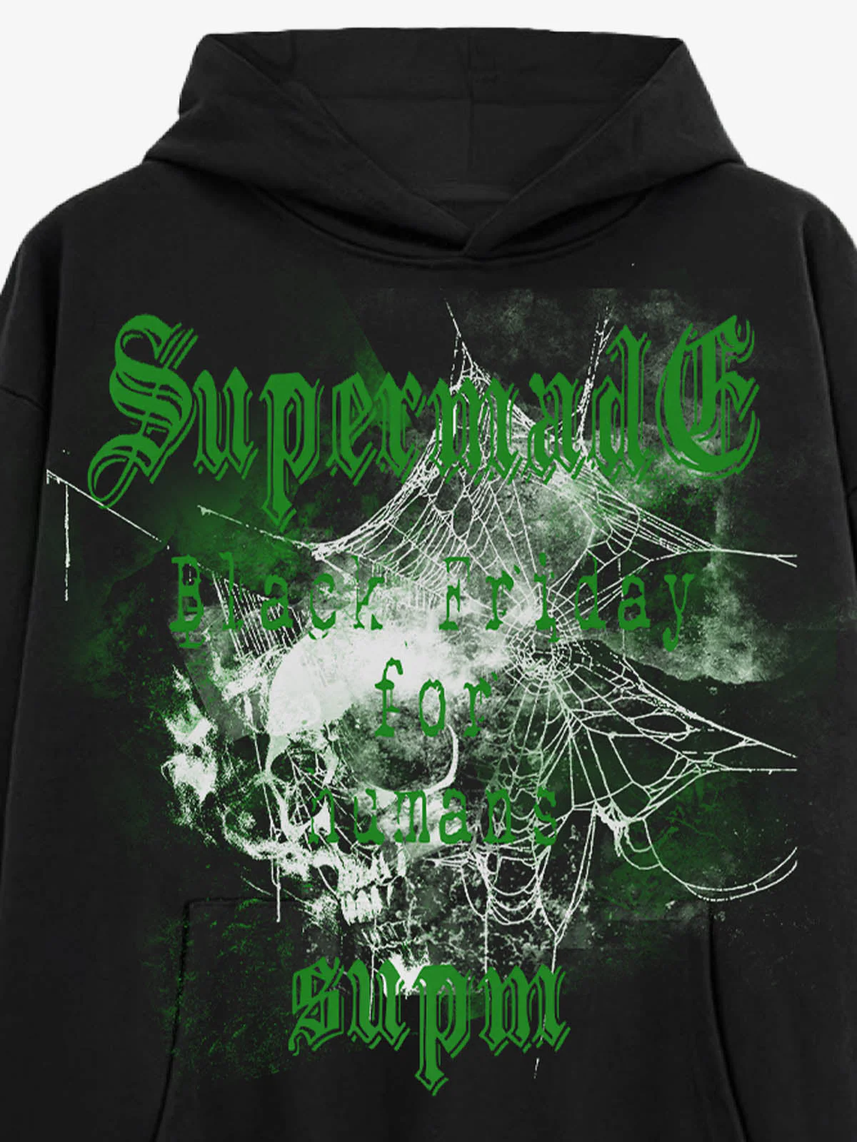 Gothic Skull Spider Web Graphic Hoodie - Image 7