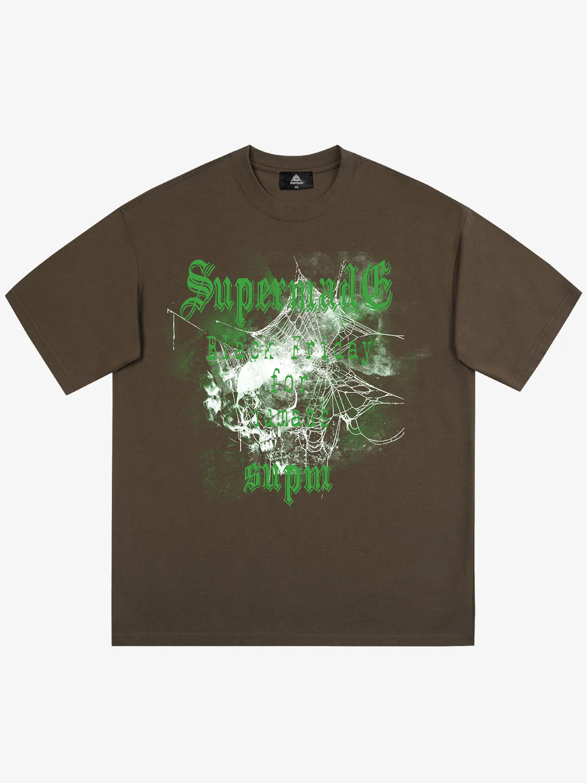 Gothic Skull Spiderweb Graphic T-Shirt - Image 2