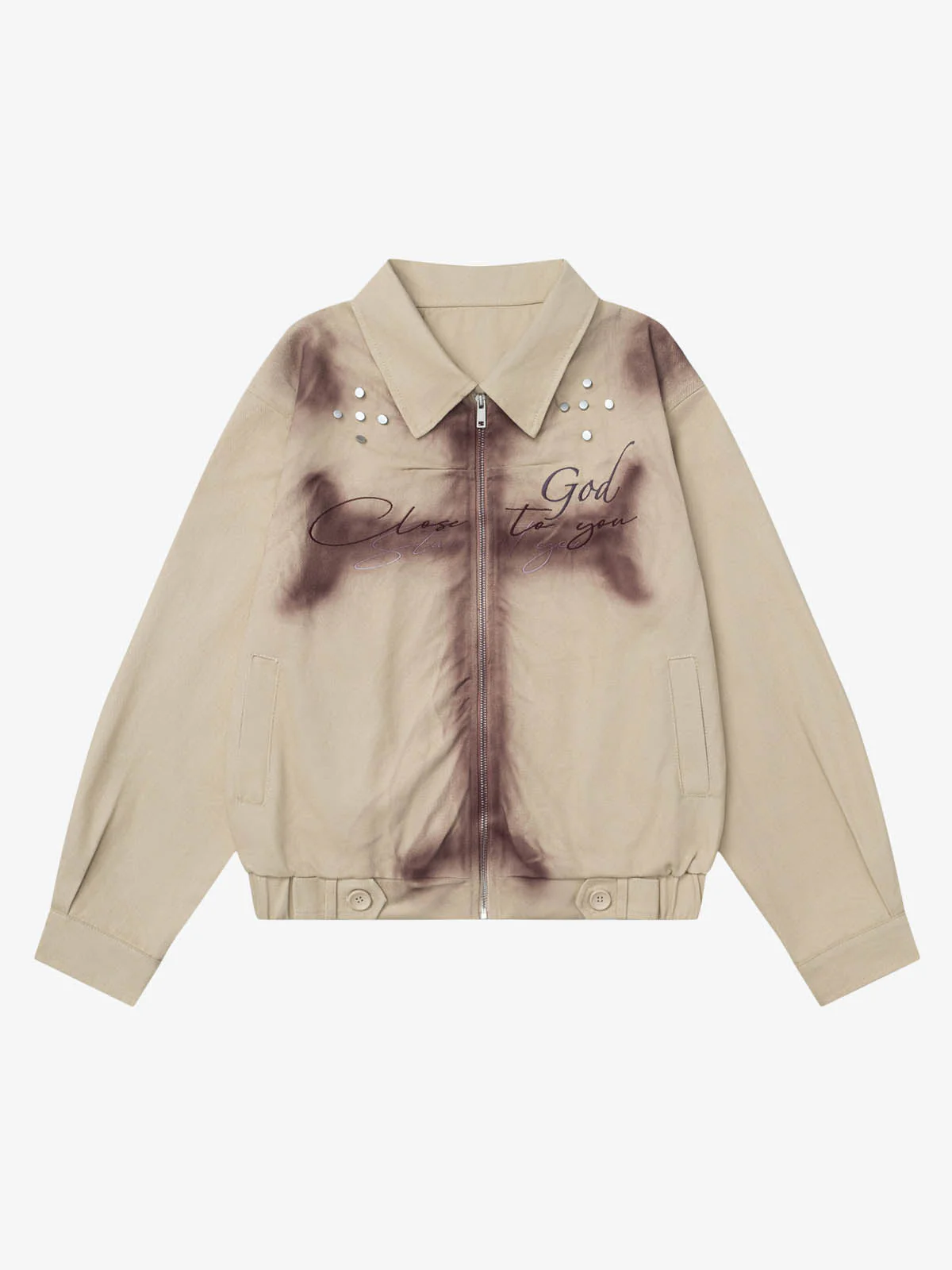 Gothic Spray-Paint Cross Graphic Embroidery Jacket