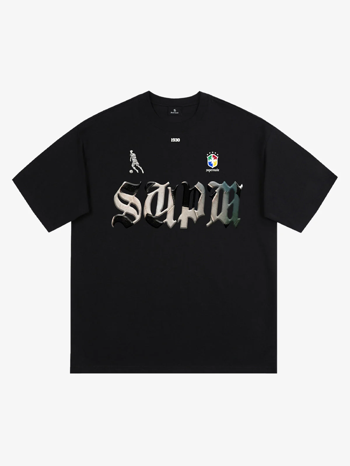 Gothic "SUPM" Soccer Graphic T-Shirt