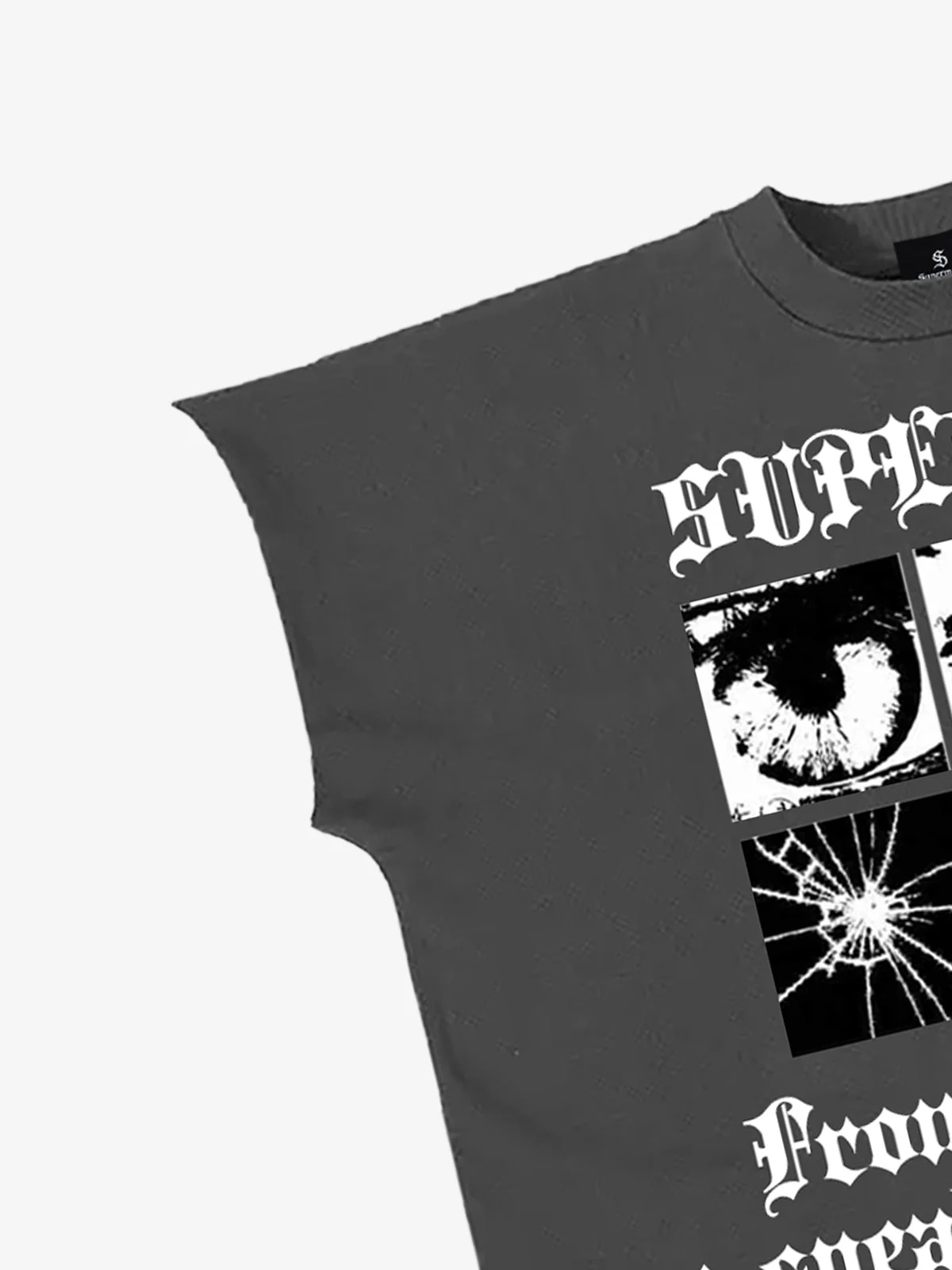 Gothic Text Graphic Cut-Off Sleeveless T-Shirt - Image 7