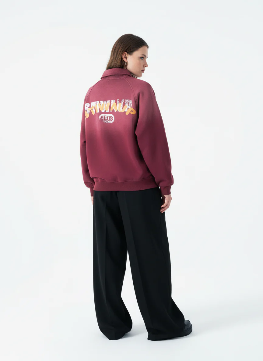 Gradient Print Lapel Long-sleeved Sweatshirt - Image 4
