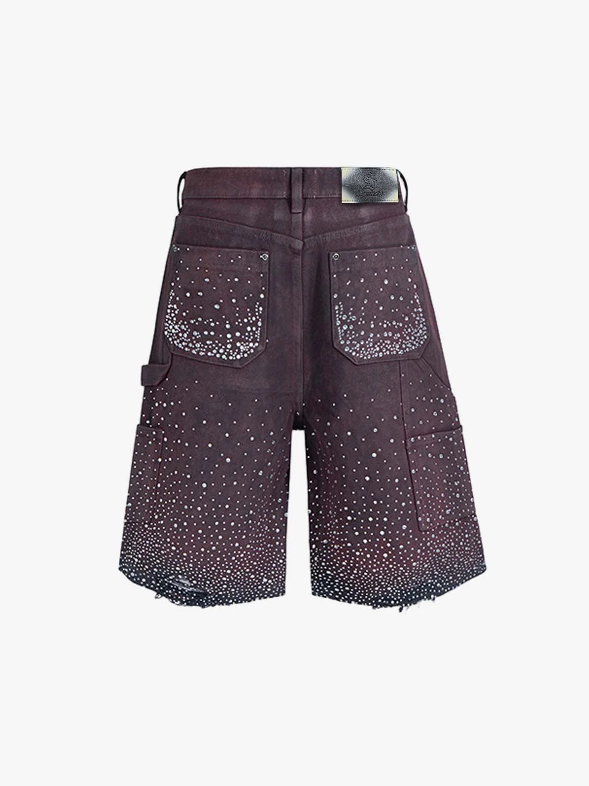 Gradient Rhinestone Embellished Denim Jorts - Image 8