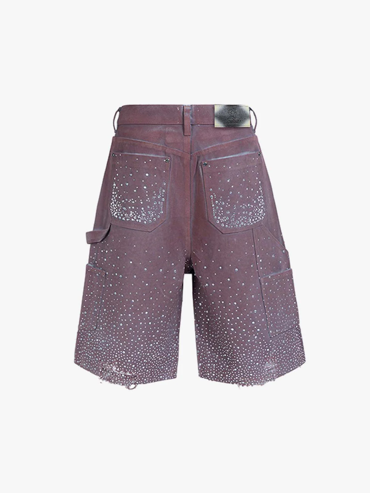 Gradient Rhinestone Embellished Denim Jorts - Image 9
