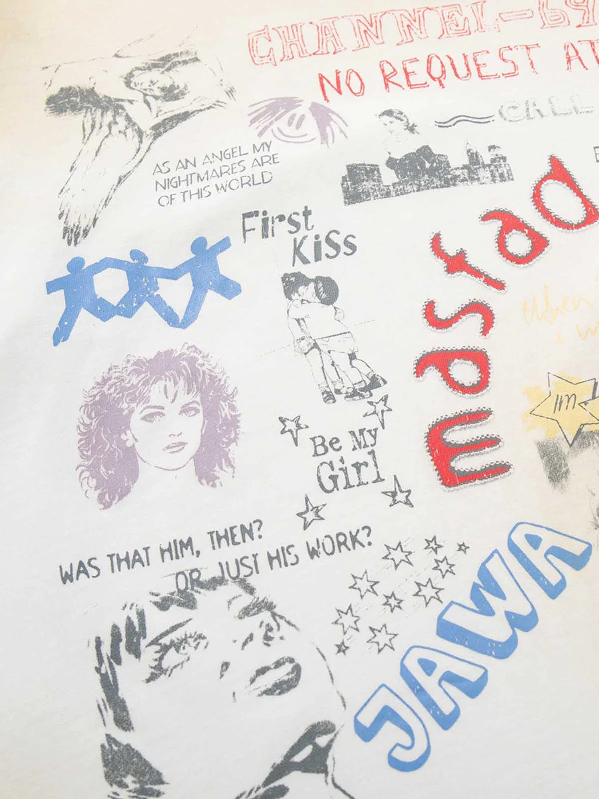 Graffiti Collage Mixed Graphic T-Shirt - Image 4