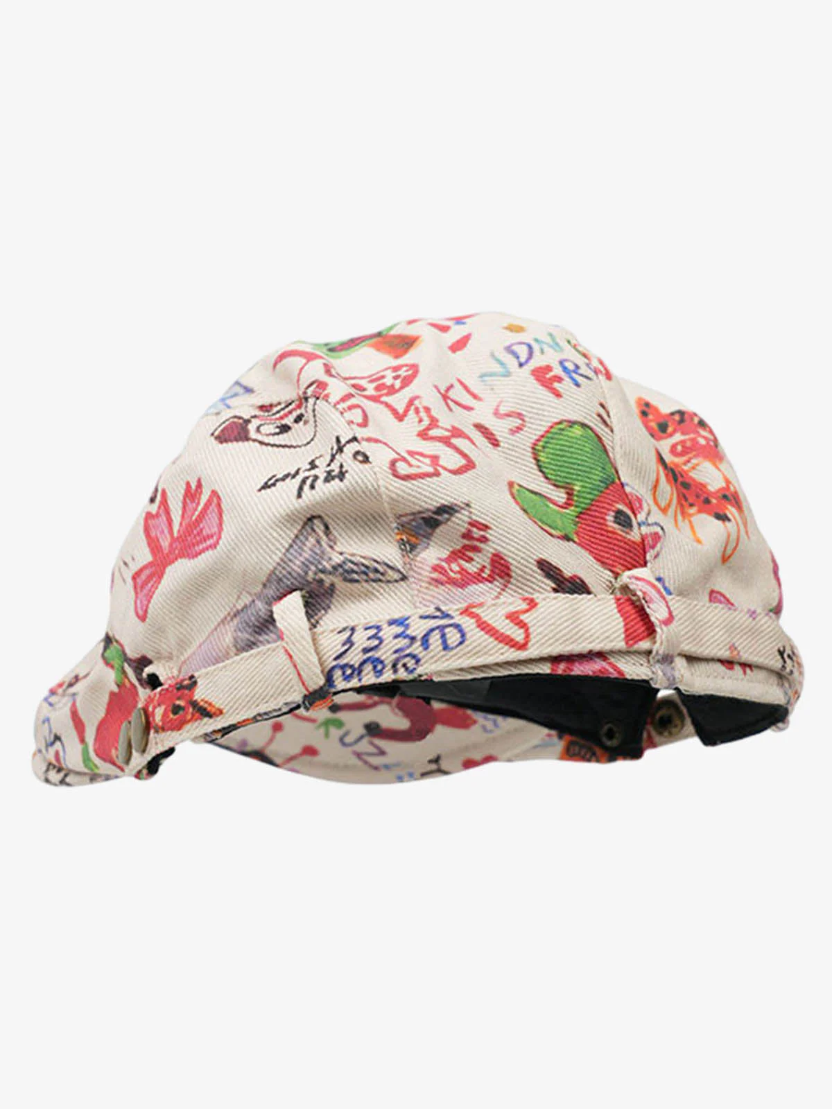 Graffiti Doodle Print Cotton Newsboy Cap - Image 3
