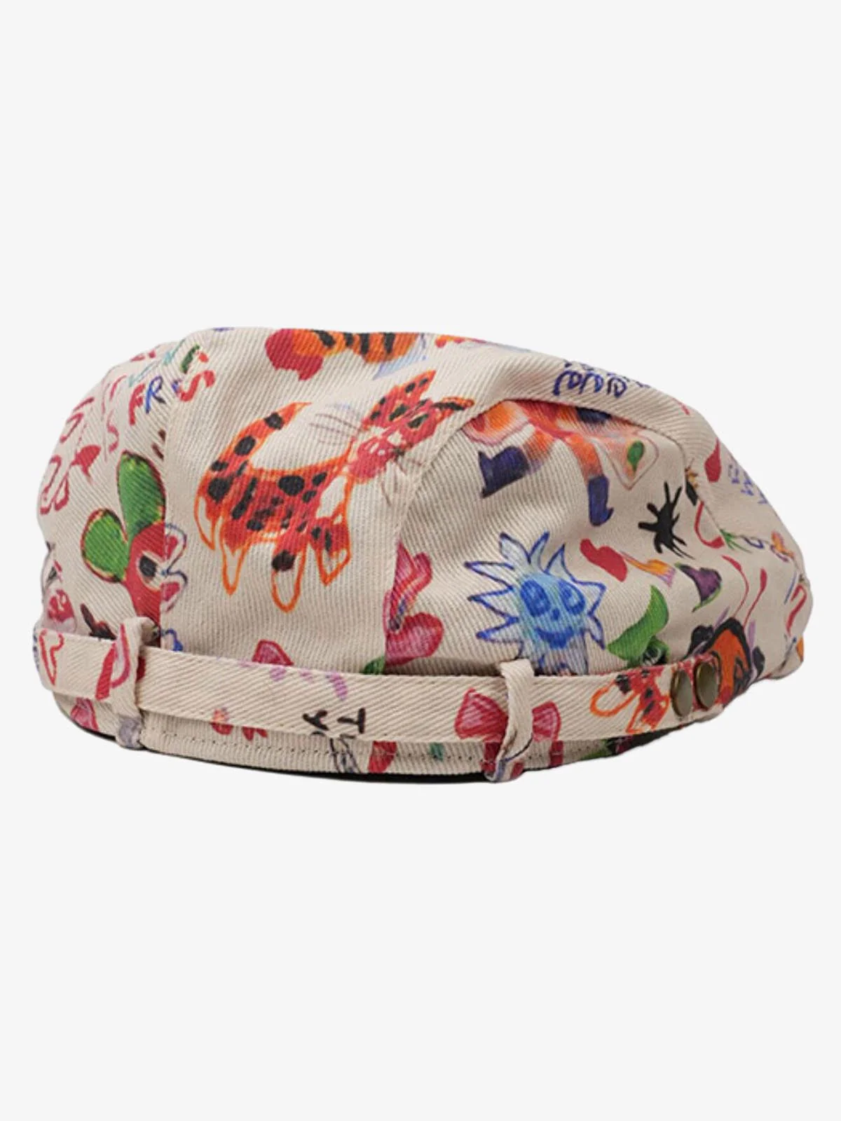 Graffiti Doodle Print Cotton Newsboy Cap - Image 4