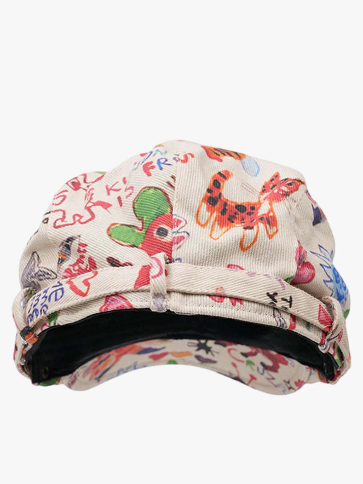 Graffiti Doodle Print Cotton Newsboy Cap - Image 5