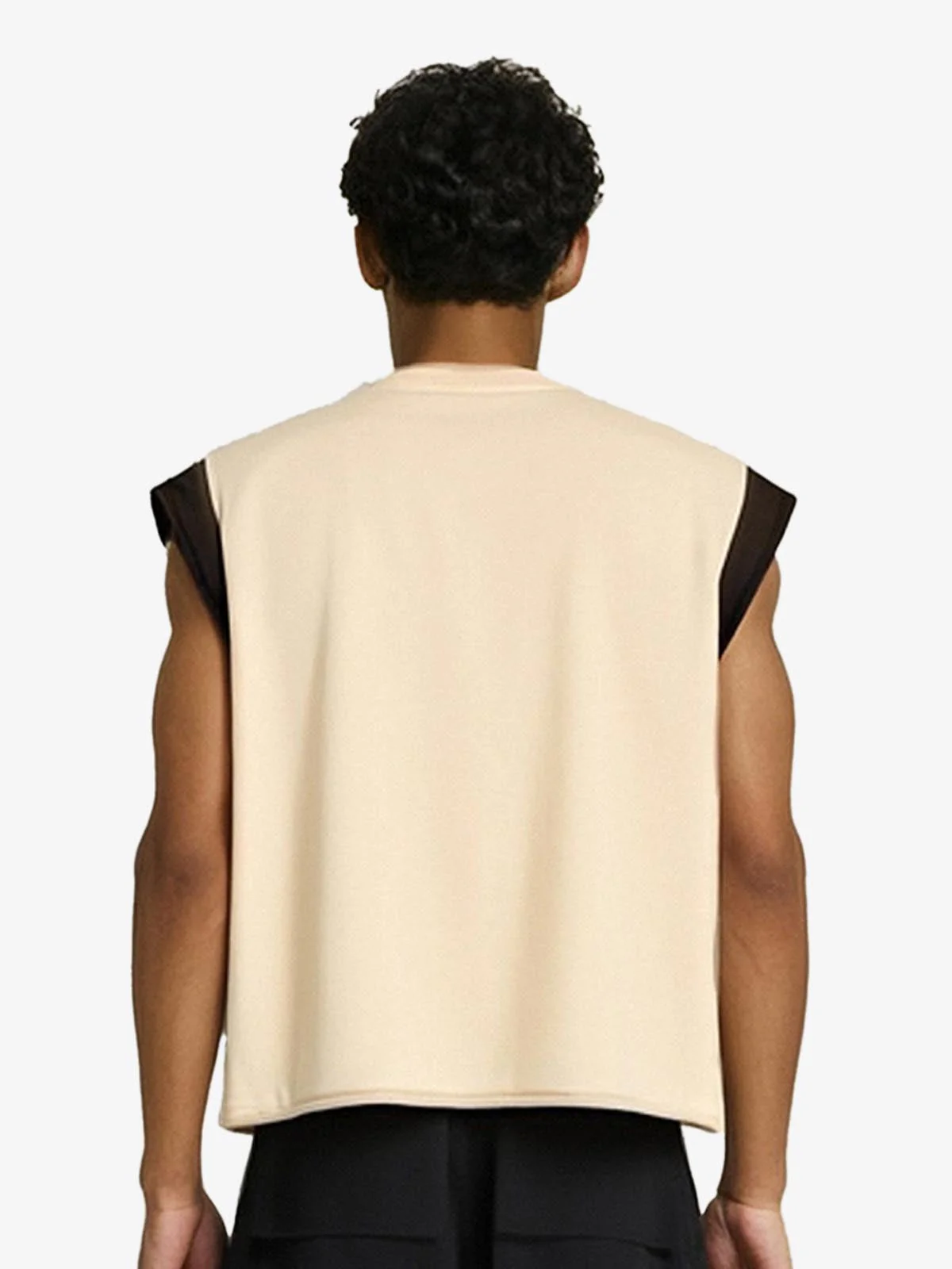 Graffiti Graphic Contrast Trim Raw Edge Sleeveless T-Shirt - Image 5