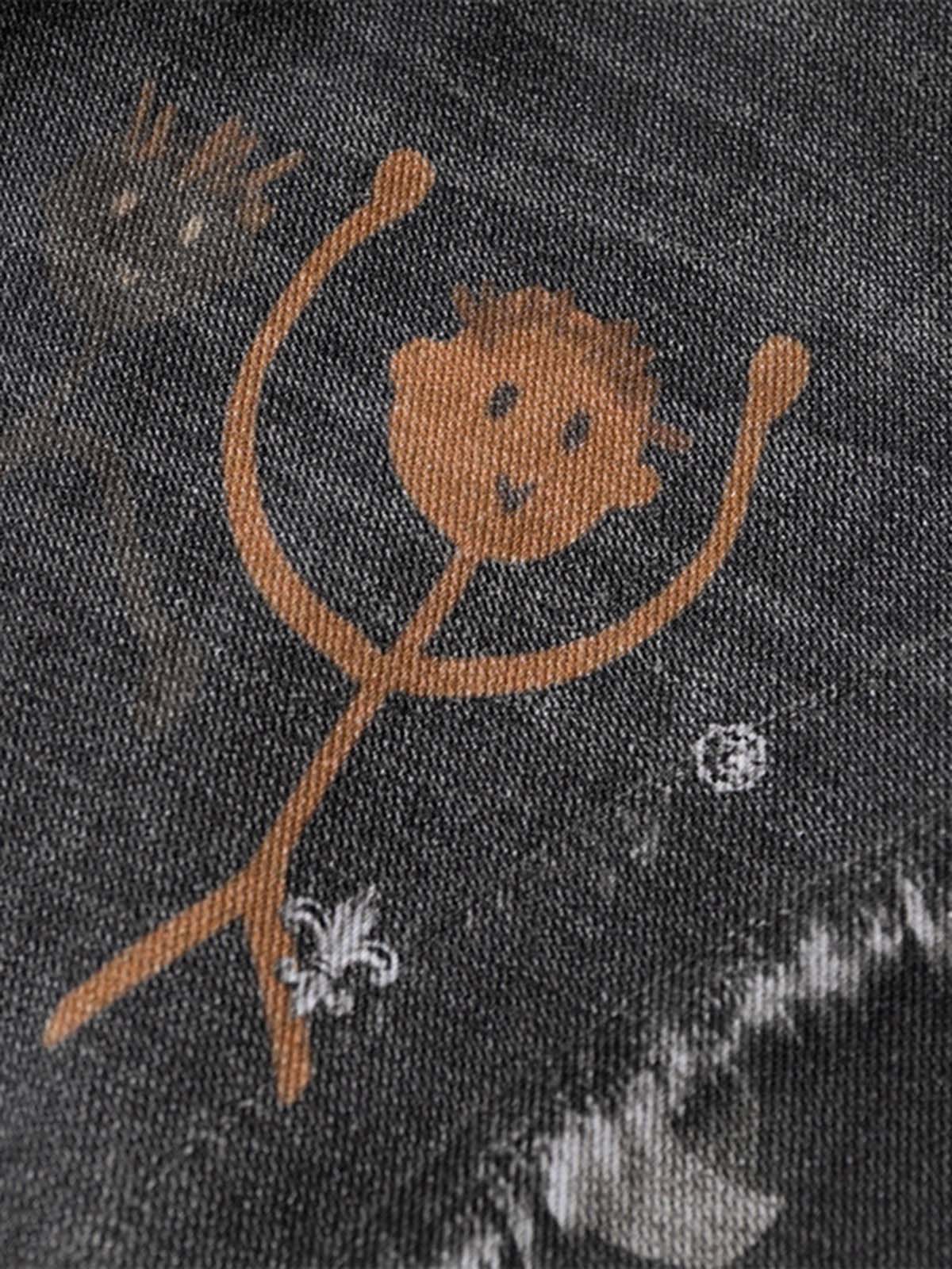 Graffiti Print Cold Transfer Camouflage Layered Cargo Jeans - Image 9
