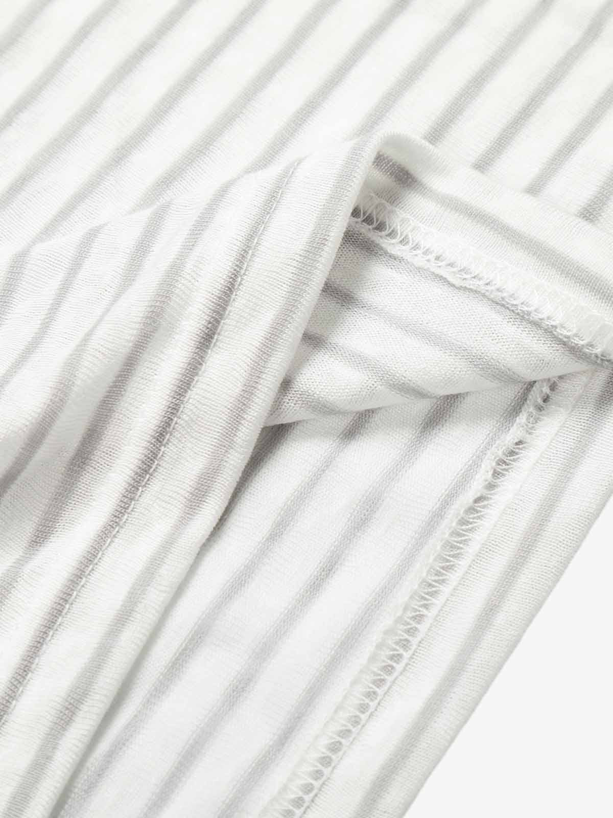 Graphic Print and V-Neck Striped Long Sleeve Hooded T-Shirt - Image 8