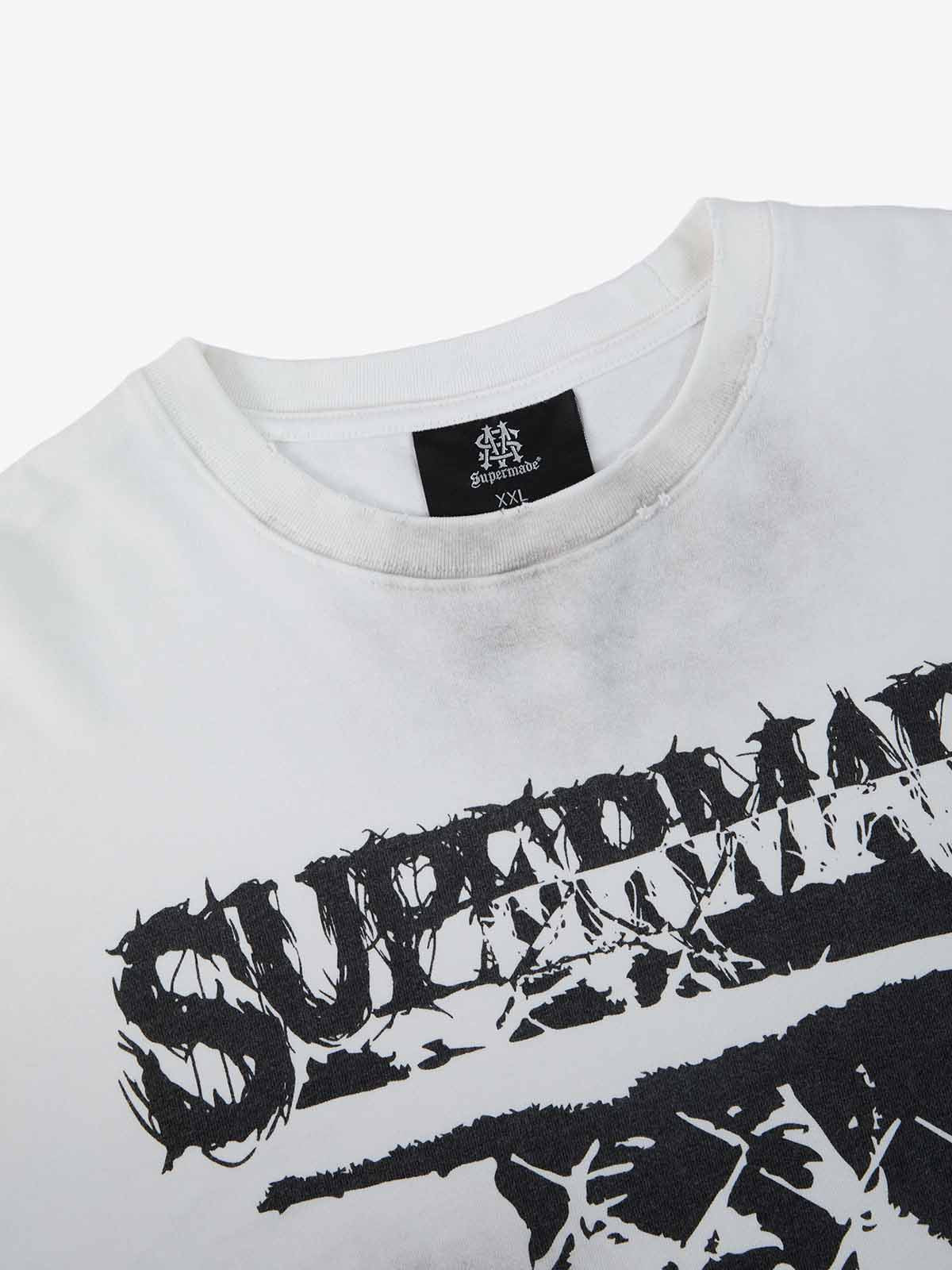Grunge Graphic Distressed Cage Striped Long-Sleeve T-Shirt - Image 5