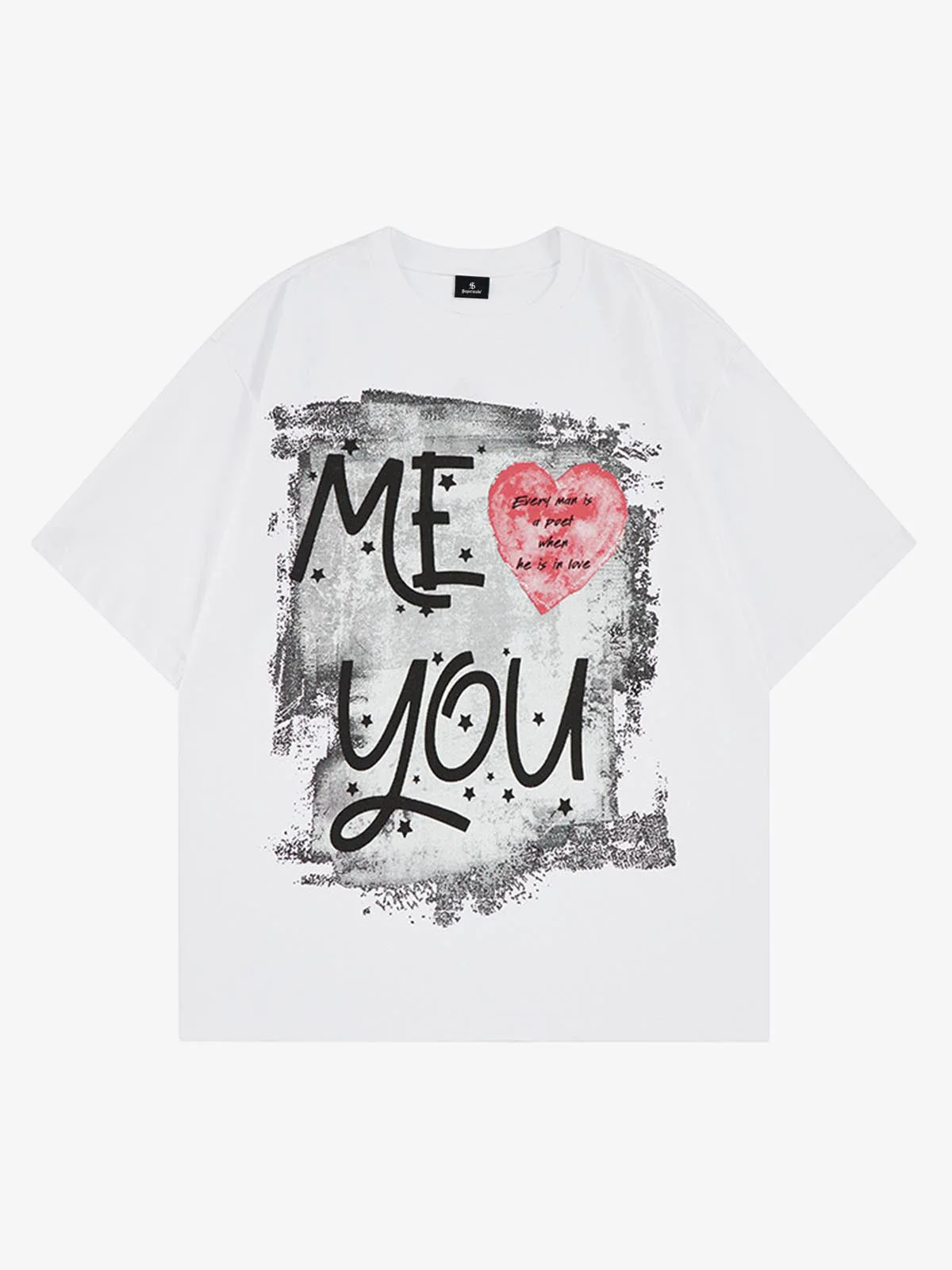 Grunge “ME YOU” Heart Graphic T-Shirt