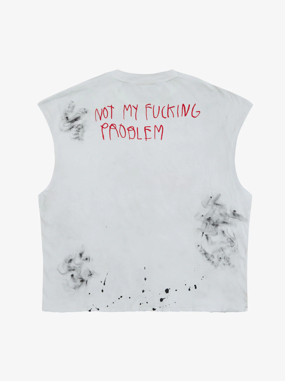 Grunge Slogan Print Distressed Raw Hem Sleeveless T-Shirt - Image 6