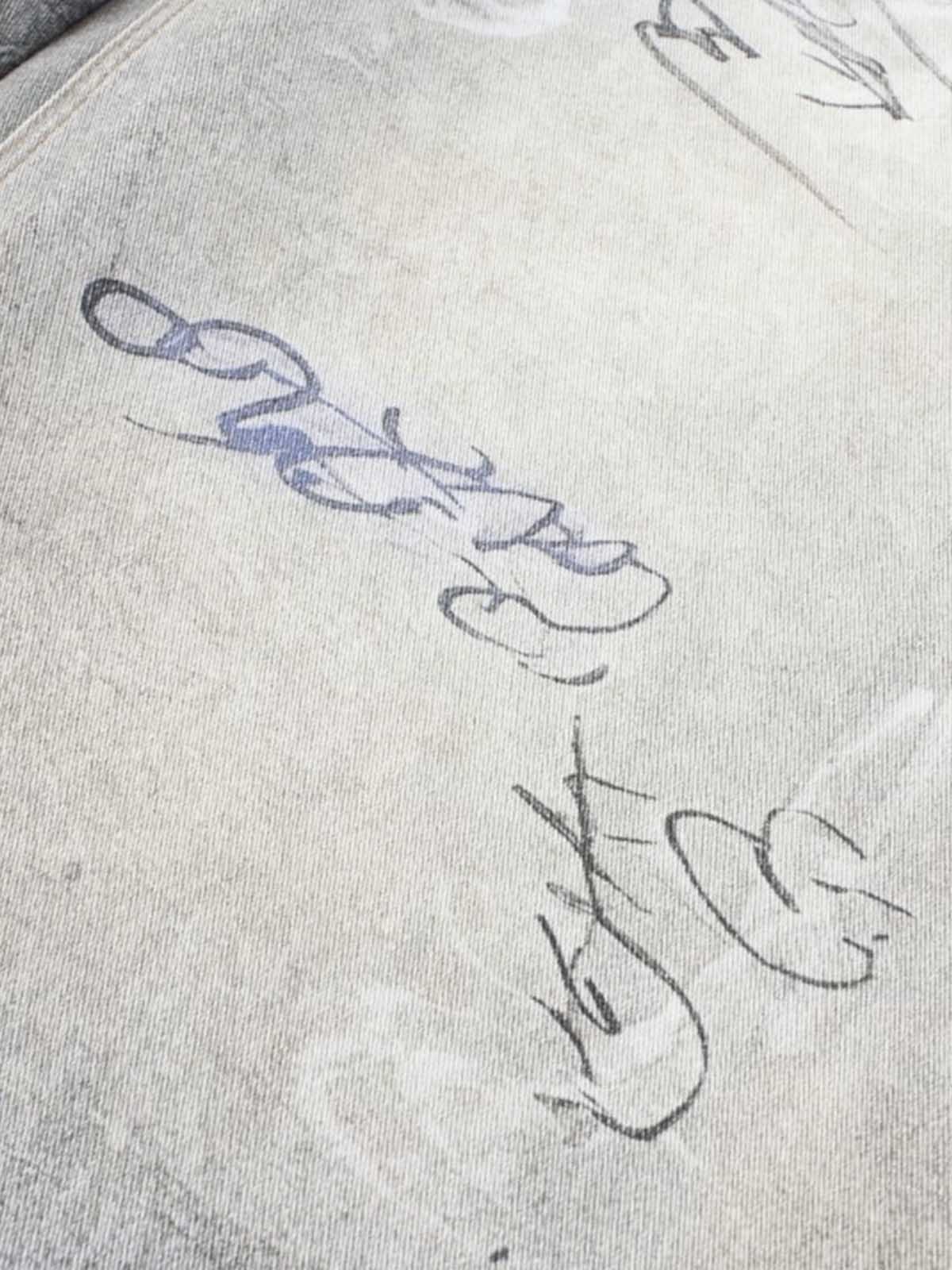 Hand Drawn Scribble Print Baggy Jeans - Image 8