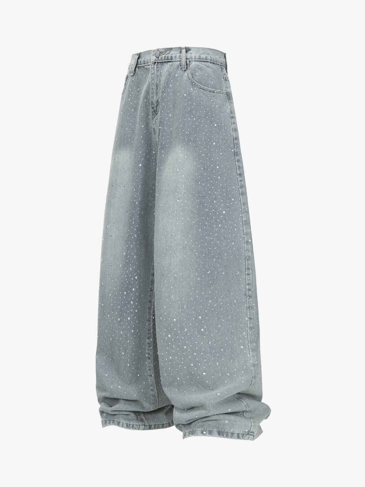 High Street Baggy Wide-Leg Diamond Jeans - 2500