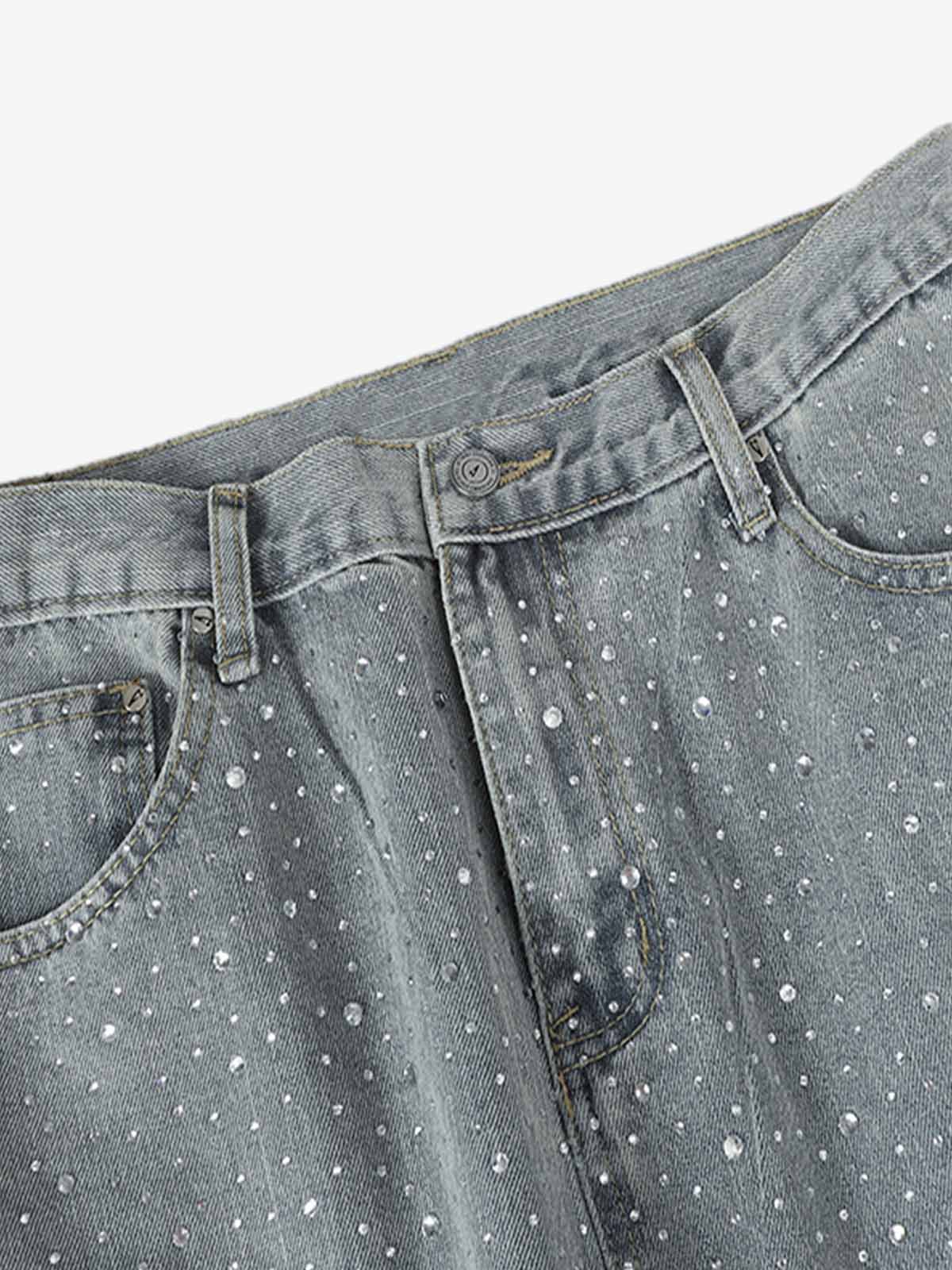 High Street Baggy Wide-Leg Diamond Jeans - 2500 - Image 4