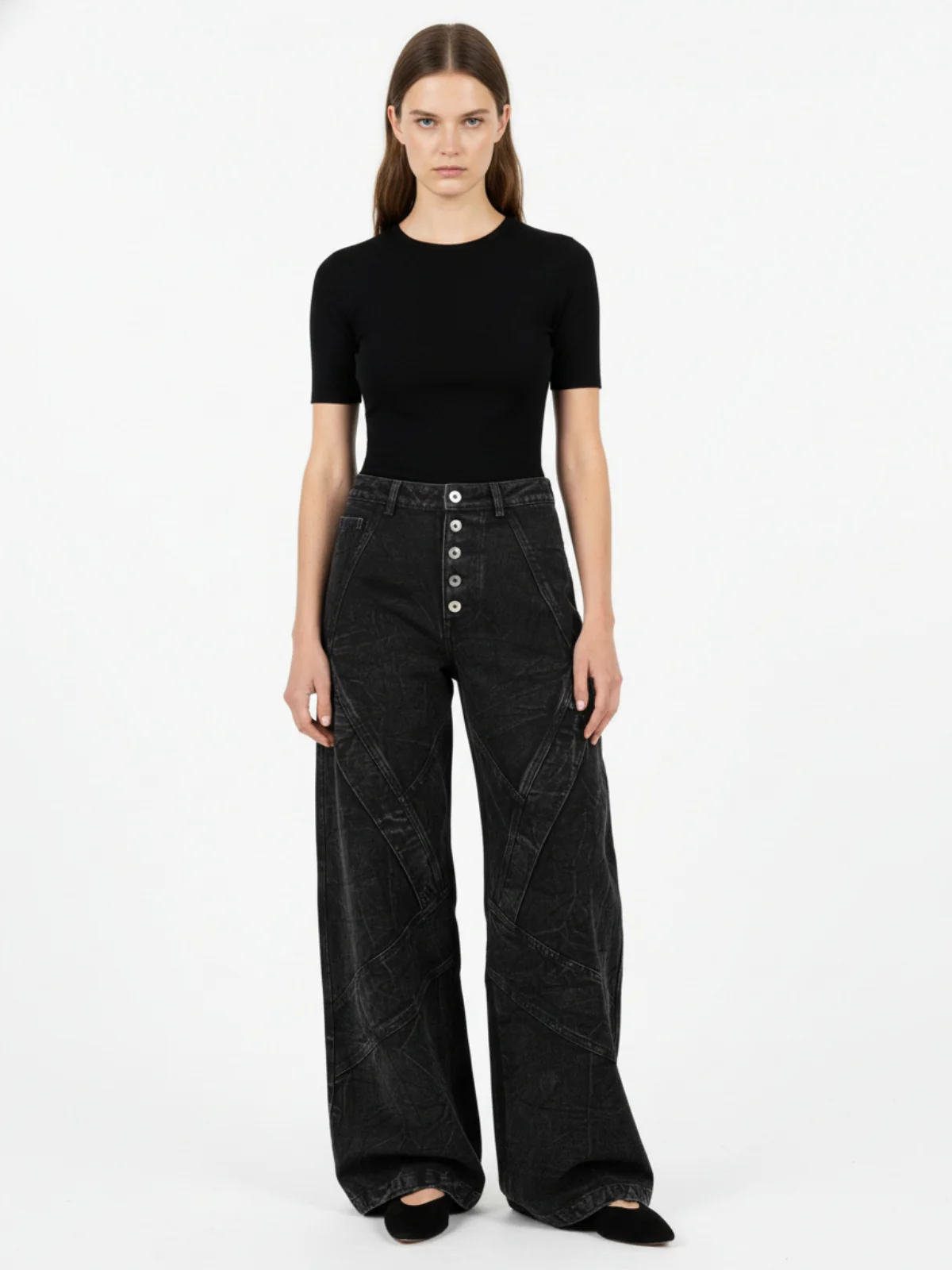 High Street Functional Structured Design Tie-Dye Baggy Jeans - Image 3