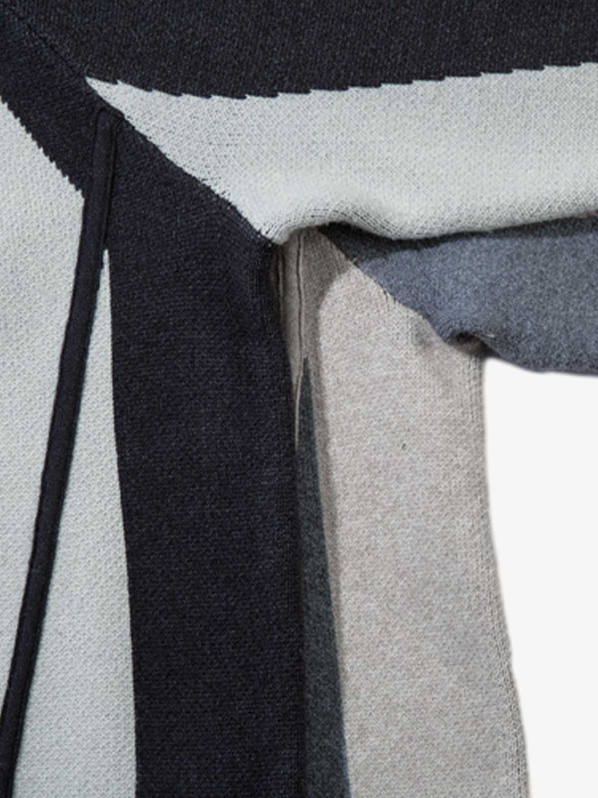 High Street Geometric Deconstruction Splicing Cardigan Sweater - Image 11
