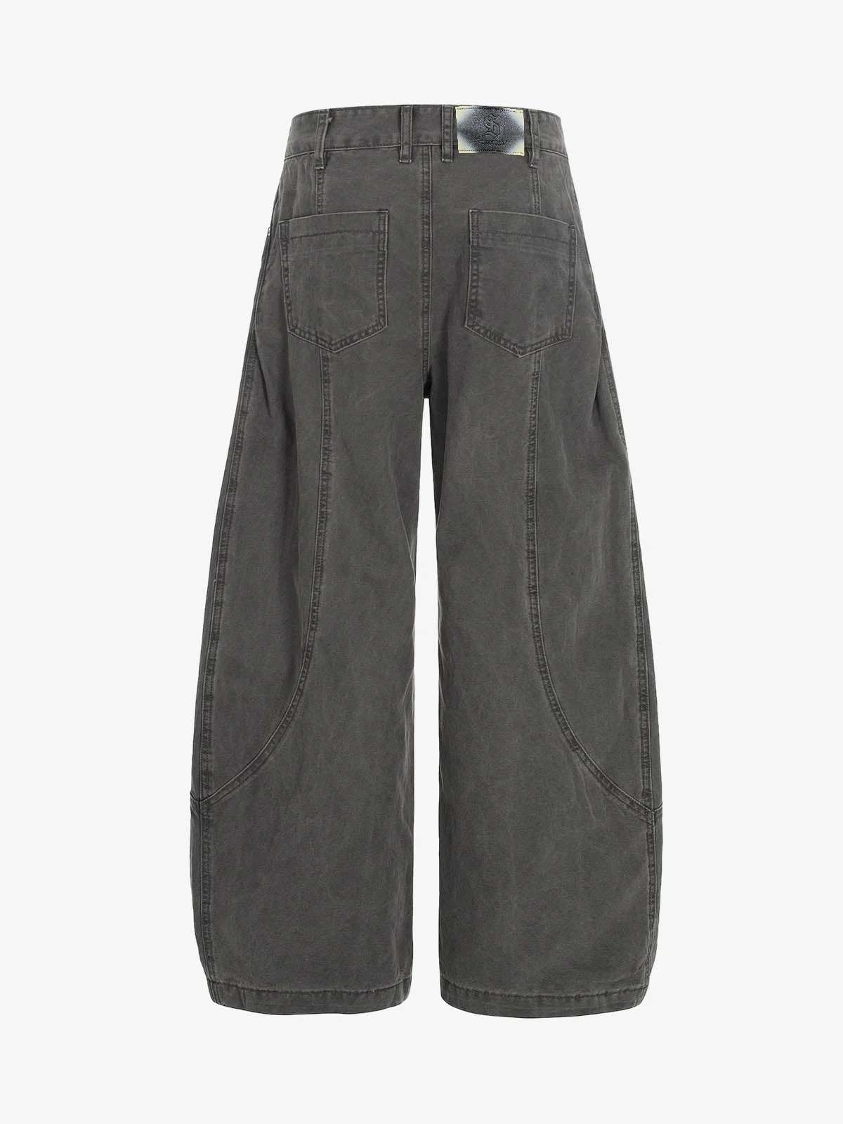 High Waist Button Fly Curved Seam Washed Jeans - Image 2