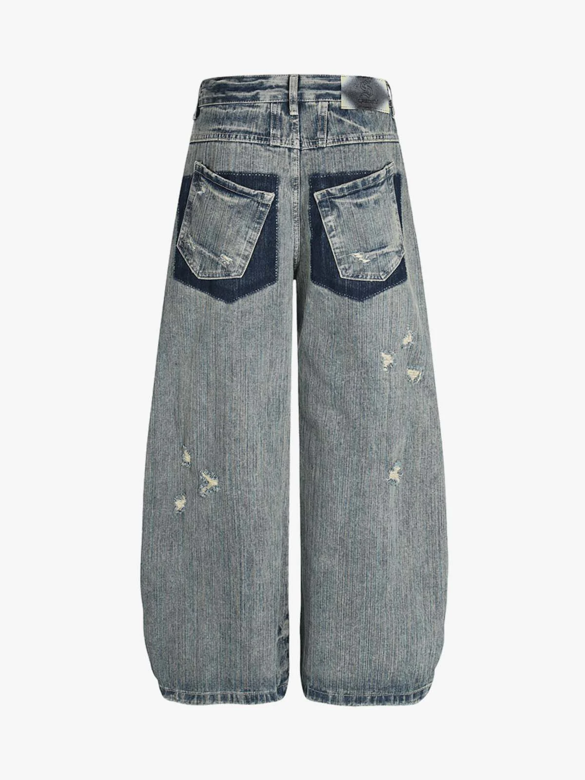 High Waist Distressed Barrel Denim Jeans - Image 2