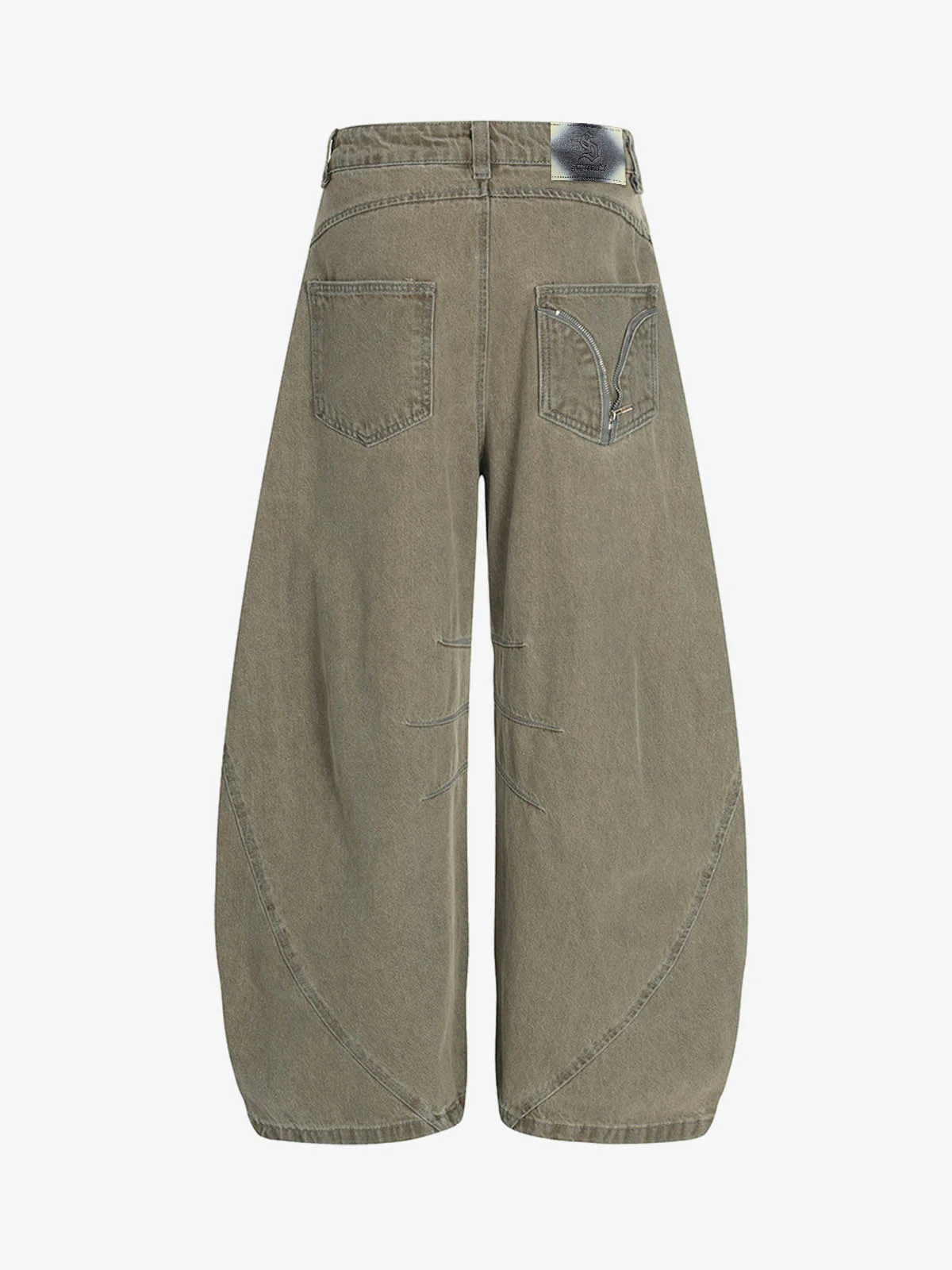 High Waist Pleated Barrel Leg Washed Pants - Image 2