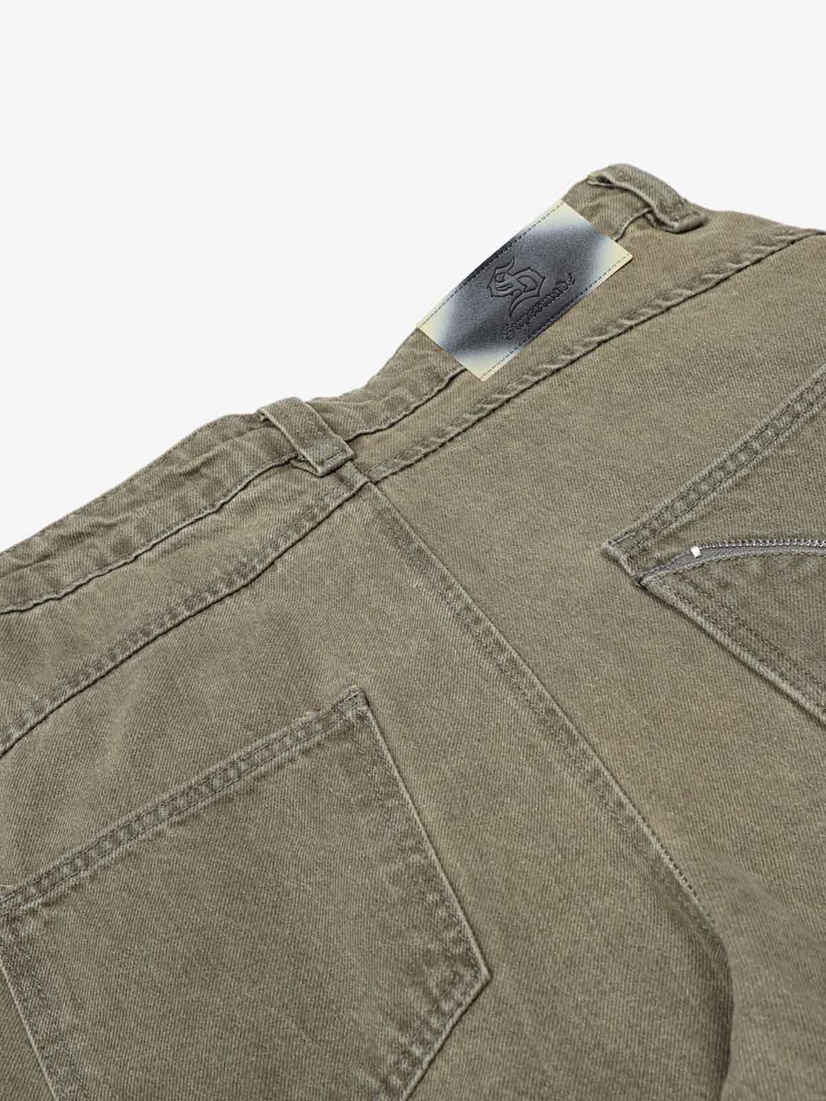 High Waist Pleated Barrel Leg Washed Pants - Image 5