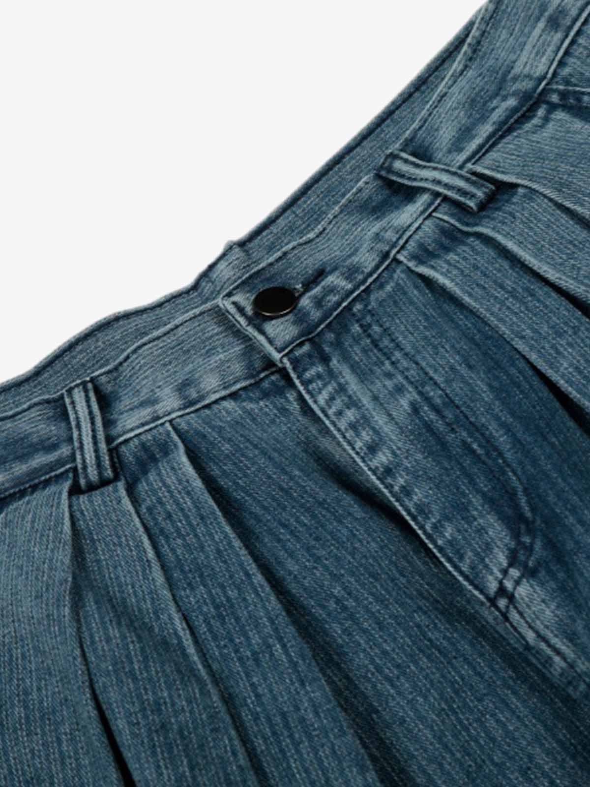 High Waist Pleated Wide Leg Jeans - Image 6