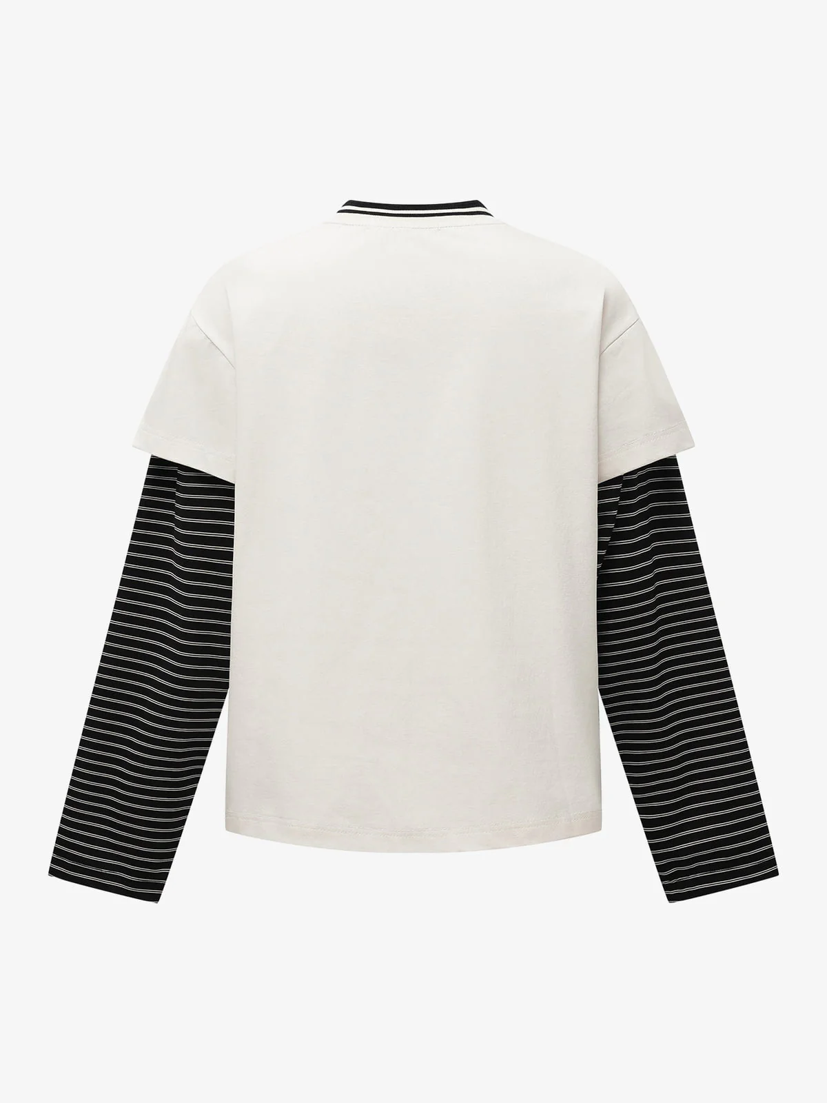 Hip-Hop Striped Fake Two-Piece Jersey Long-Sleeved T-Shirt - Image 2