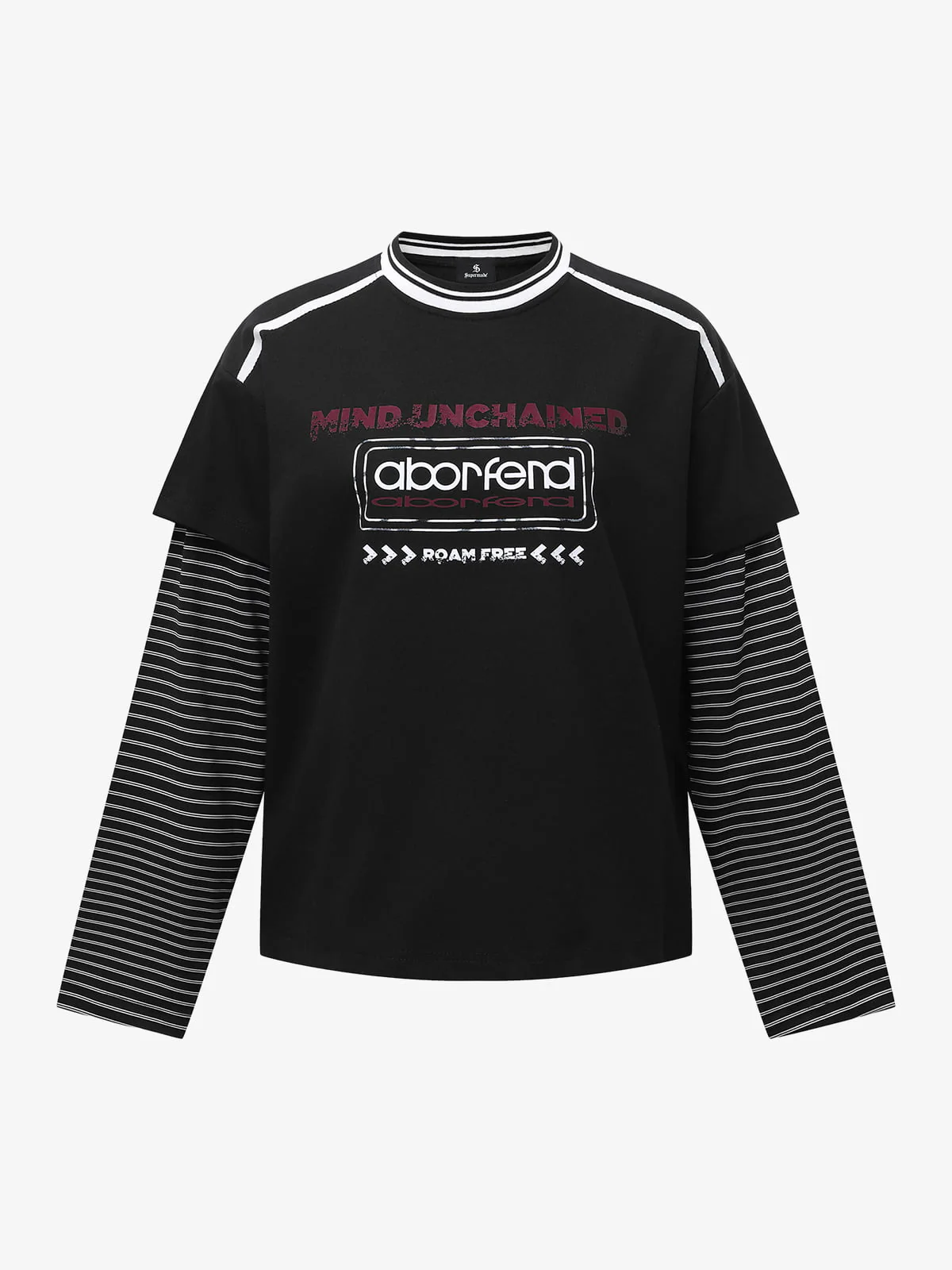 Hip-Hop Striped Fake Two-Piece Jersey Long-Sleeved T-Shirt - Image 9