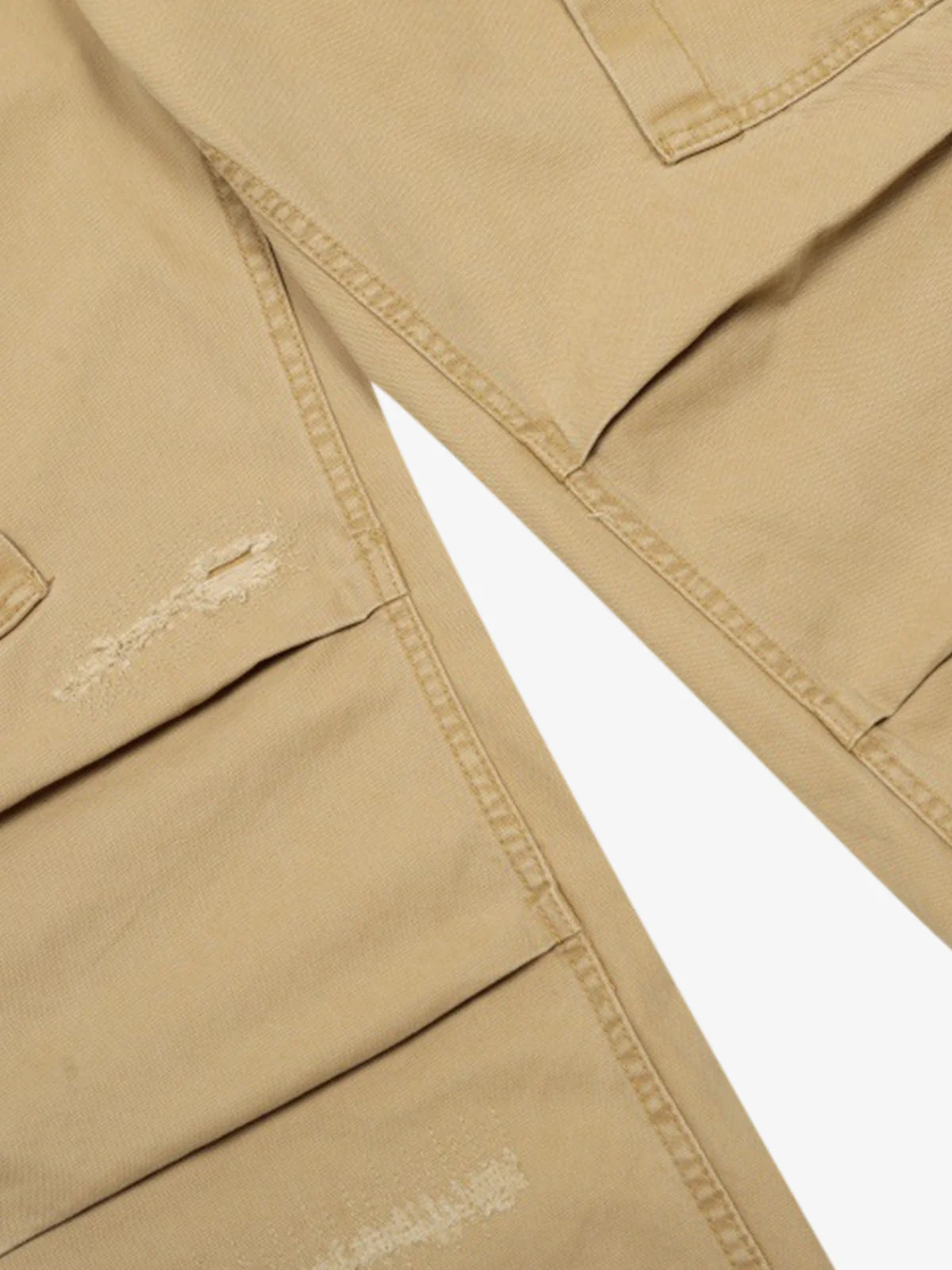 Cotton Hole Patch Pleated Multi-Pocket Cargo Casual Pants - Image 10