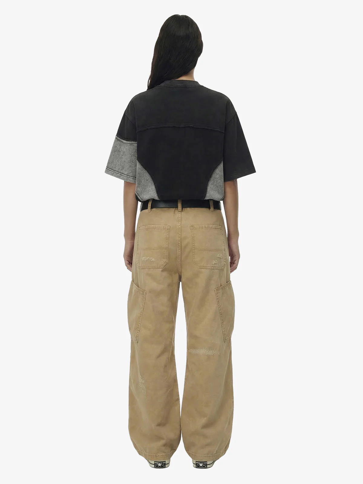 Cotton Hole Patch Pleated Multi-Pocket Cargo Casual Pants - Image 5