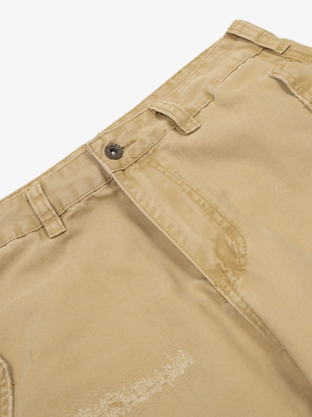 Cotton Hole Patch Pleated Multi-Pocket Cargo Casual Pants - Image 8