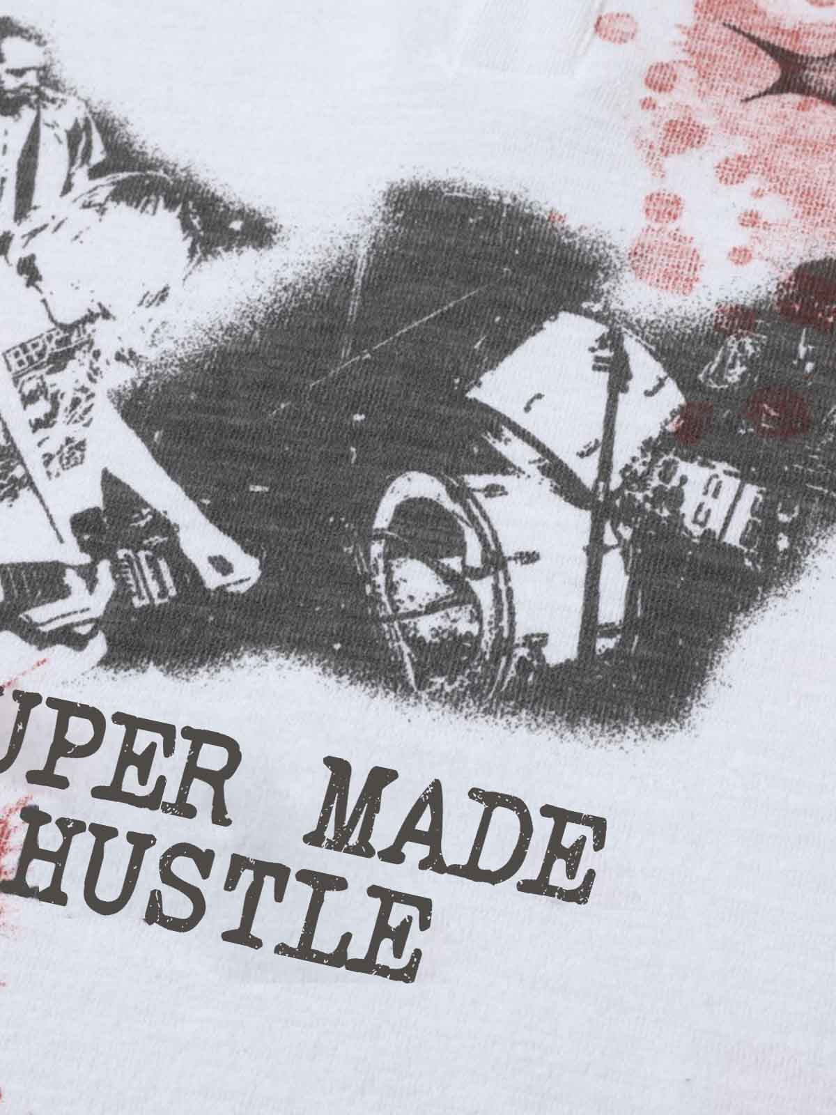 Hustle Graphic Print Henley Long Sleeve T-Shirt - Image 5