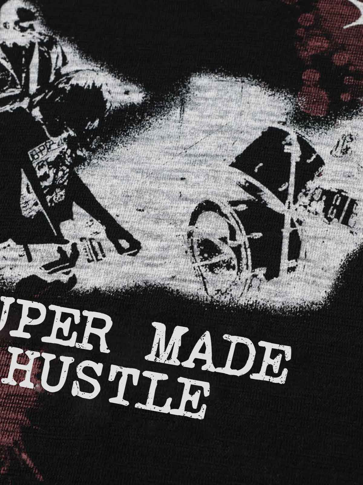 Hustle Graphic Print Henley Long Sleeve T-Shirt - Image 6