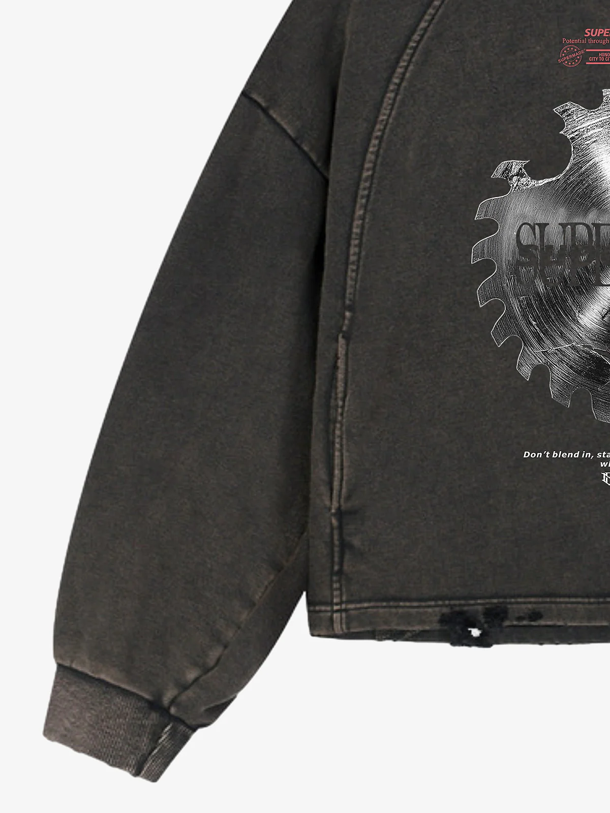 Industrial Saw Blade Graphic Cropped Hoodie - Image 5