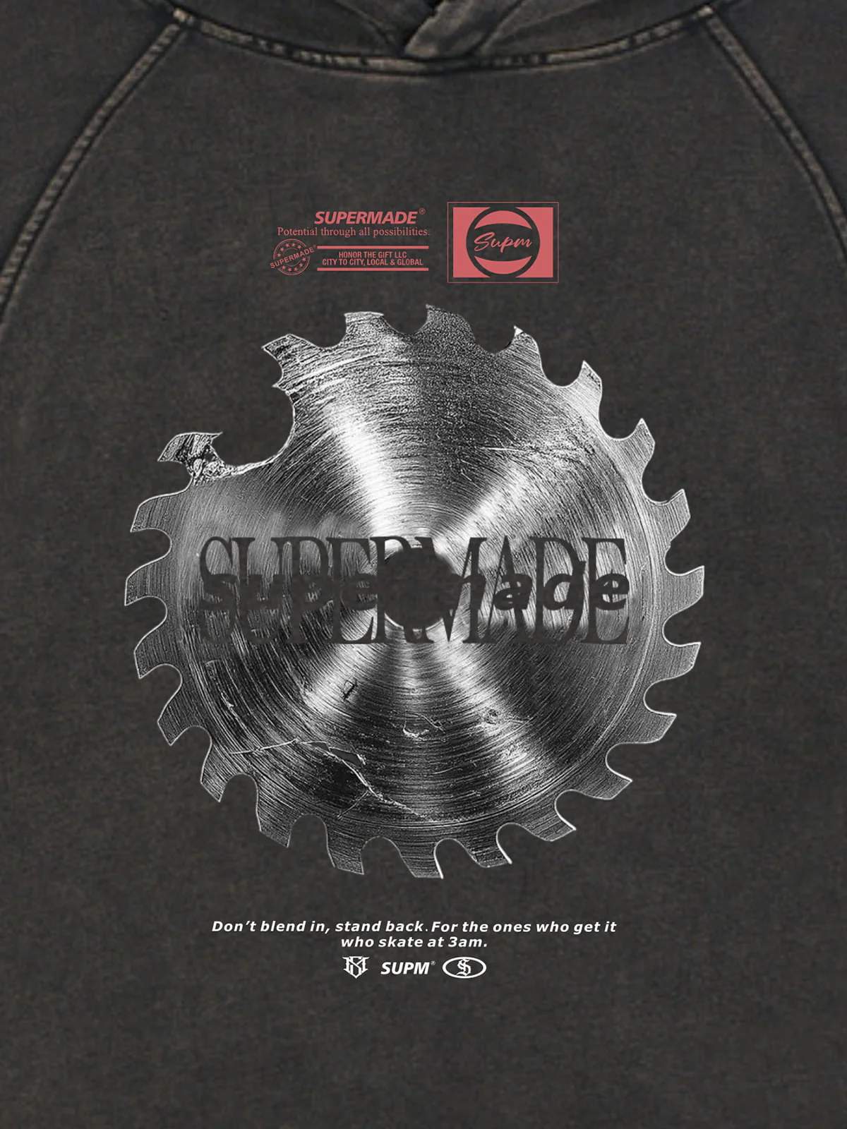 Industrial Saw Blade Graphic Cropped Hoodie - Image 7