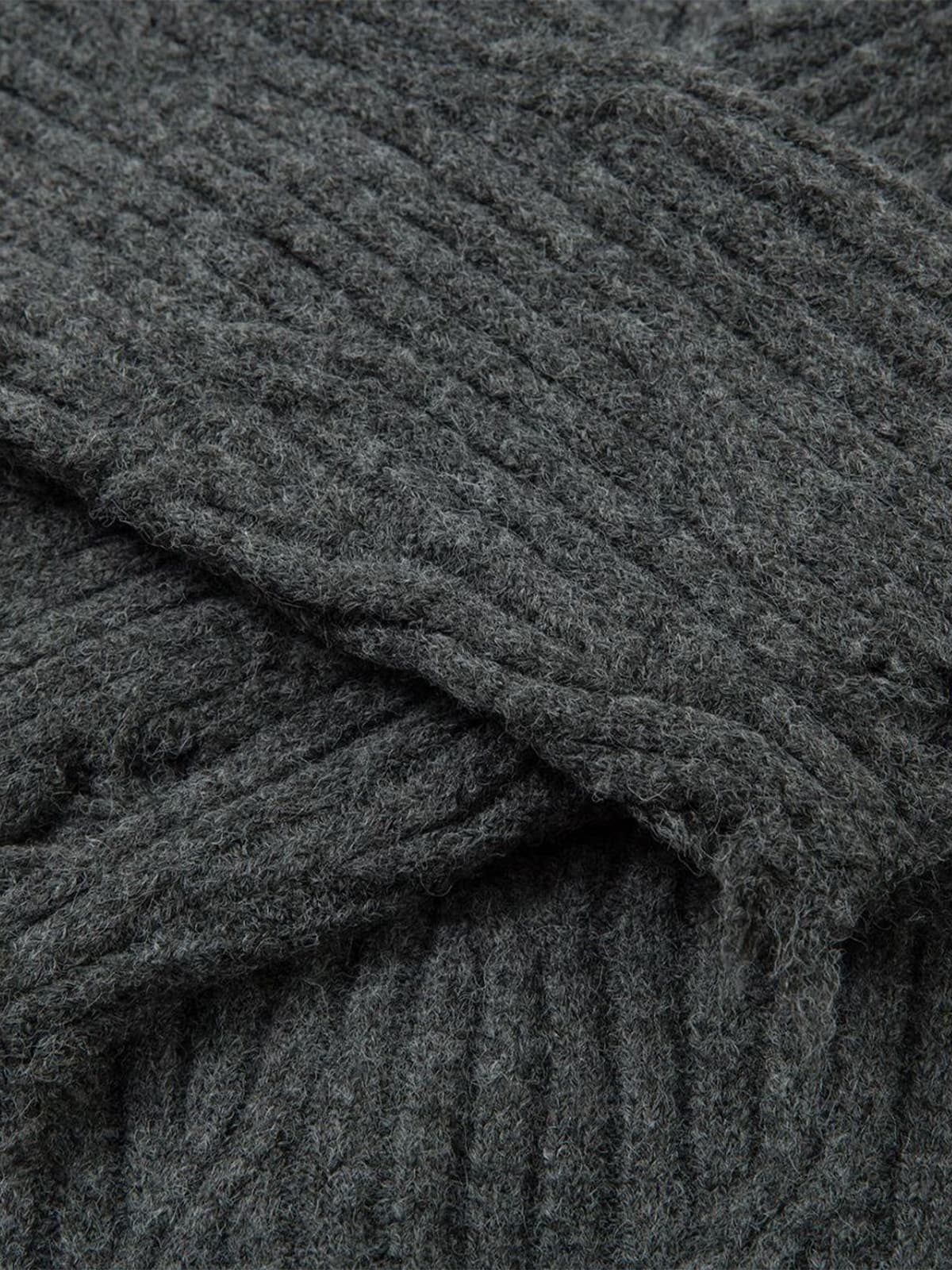 Knitted Distressed Diamond Pattern Raw Edge Sweater - Image 11