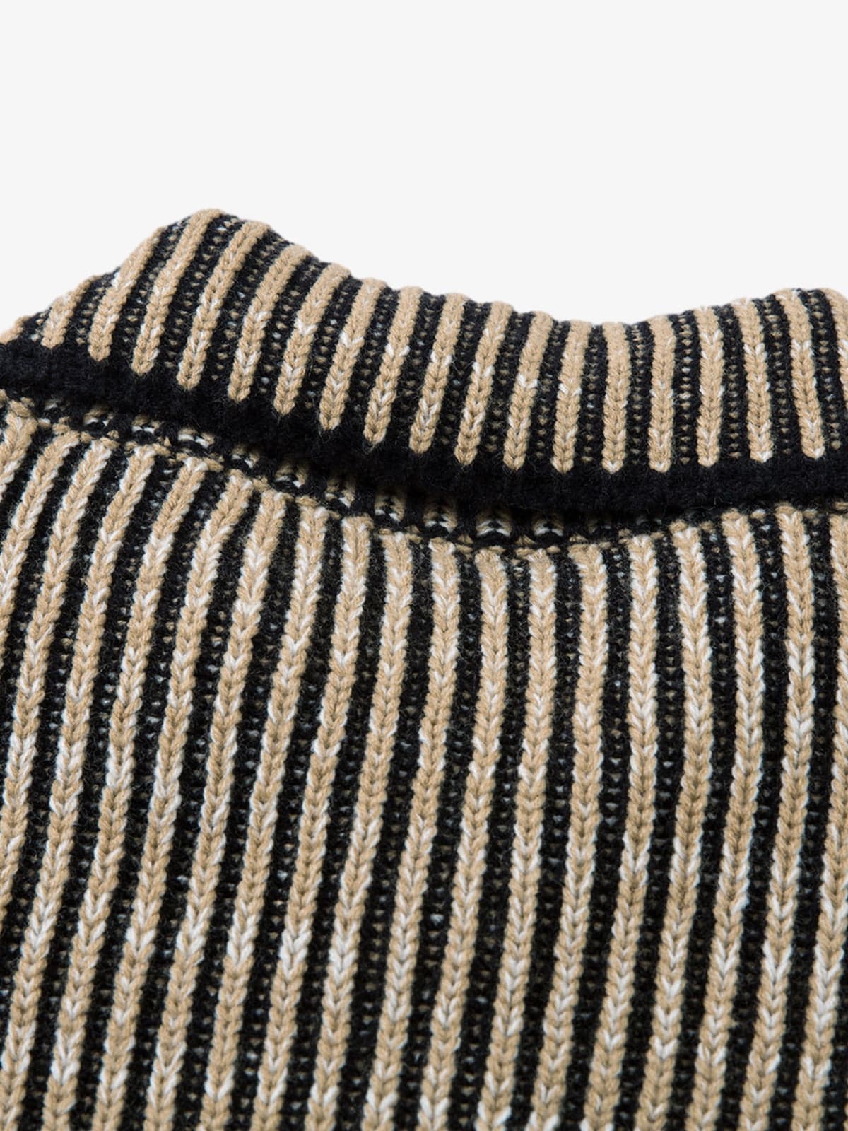 Knitted Retro Zipper Cardigan Stand Collar Vertical Striped Sweater - Image 5